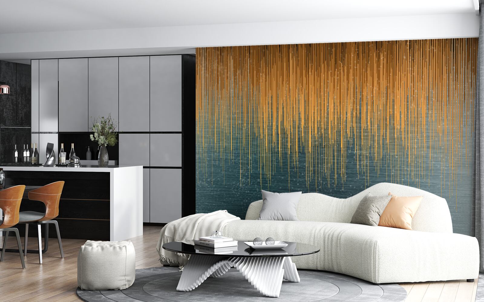 Fototapeta gałęzie wierzby w jesiennym stroju nad powierzchnią wody