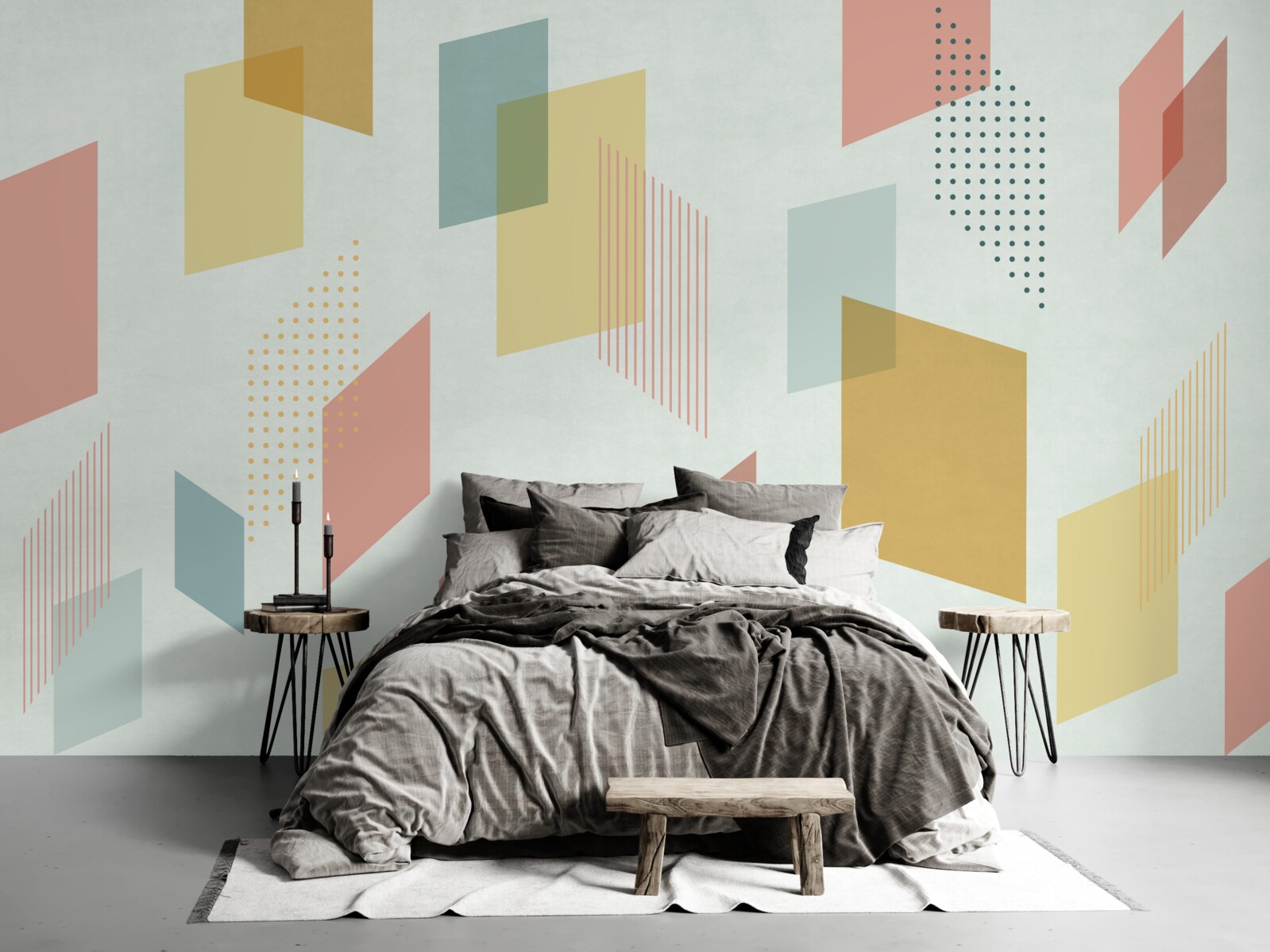 Fototapeta prostokąty unoszące się w powietrzu, pomalowane na różne kolory