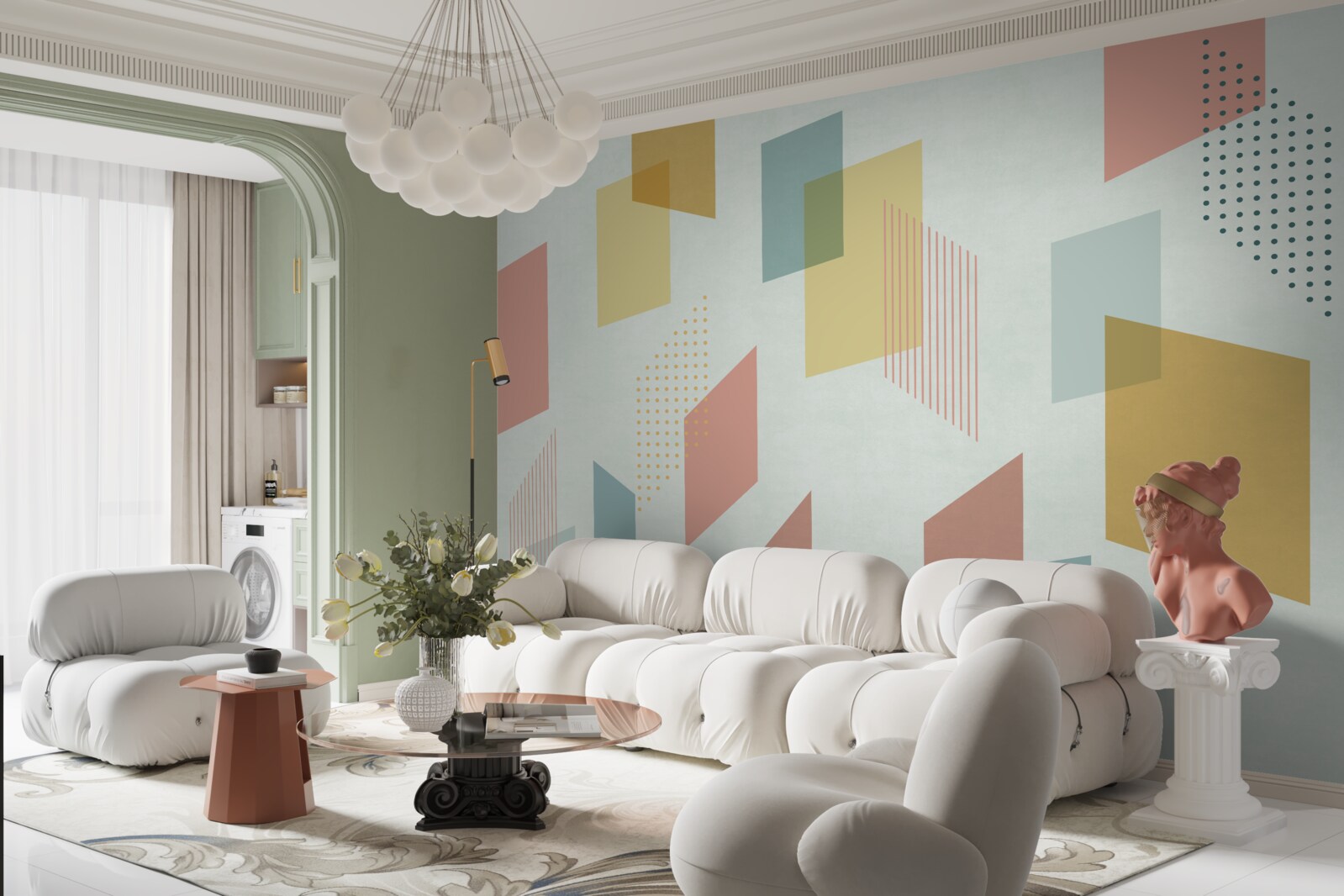 Fototapeta prostokąty unoszące się w powietrzu, pomalowane na różne kolory