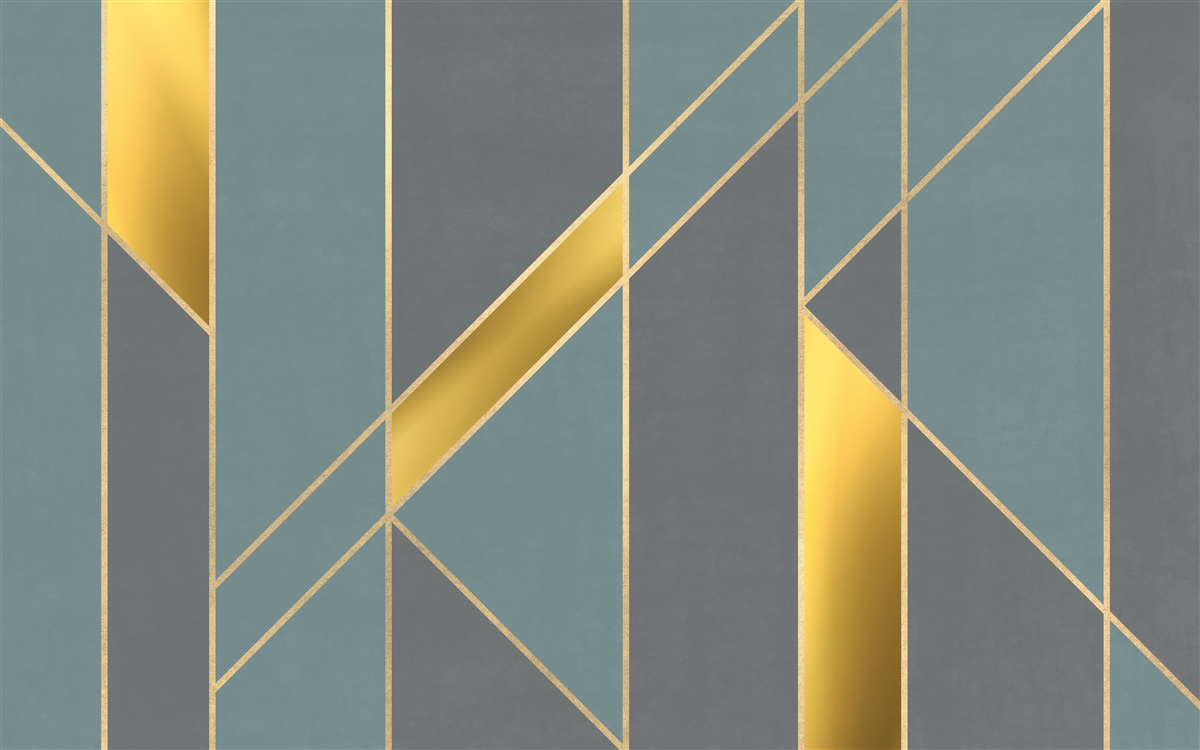 Fototapeta niebieskie figury ze złotymi akcentami