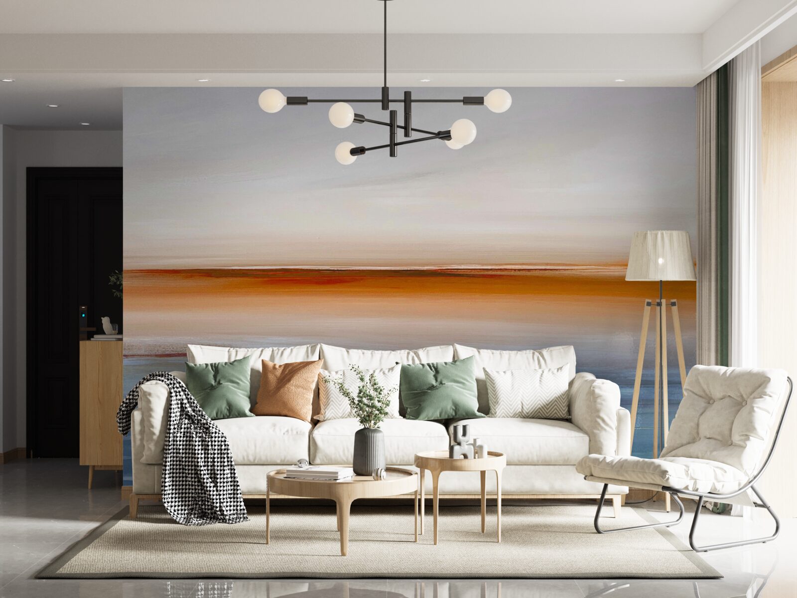 Fototapeta spokój na rzece pod wieczornym zachodem słońca