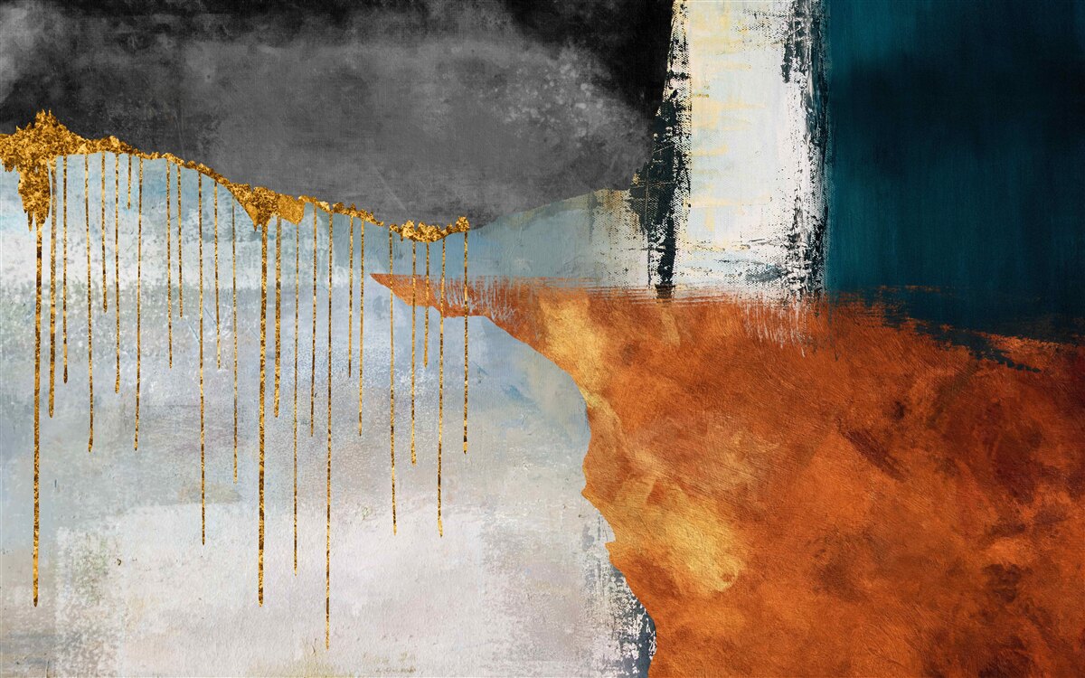 Fototapeta złote strumienie łączące się z paletą różnych odcieni