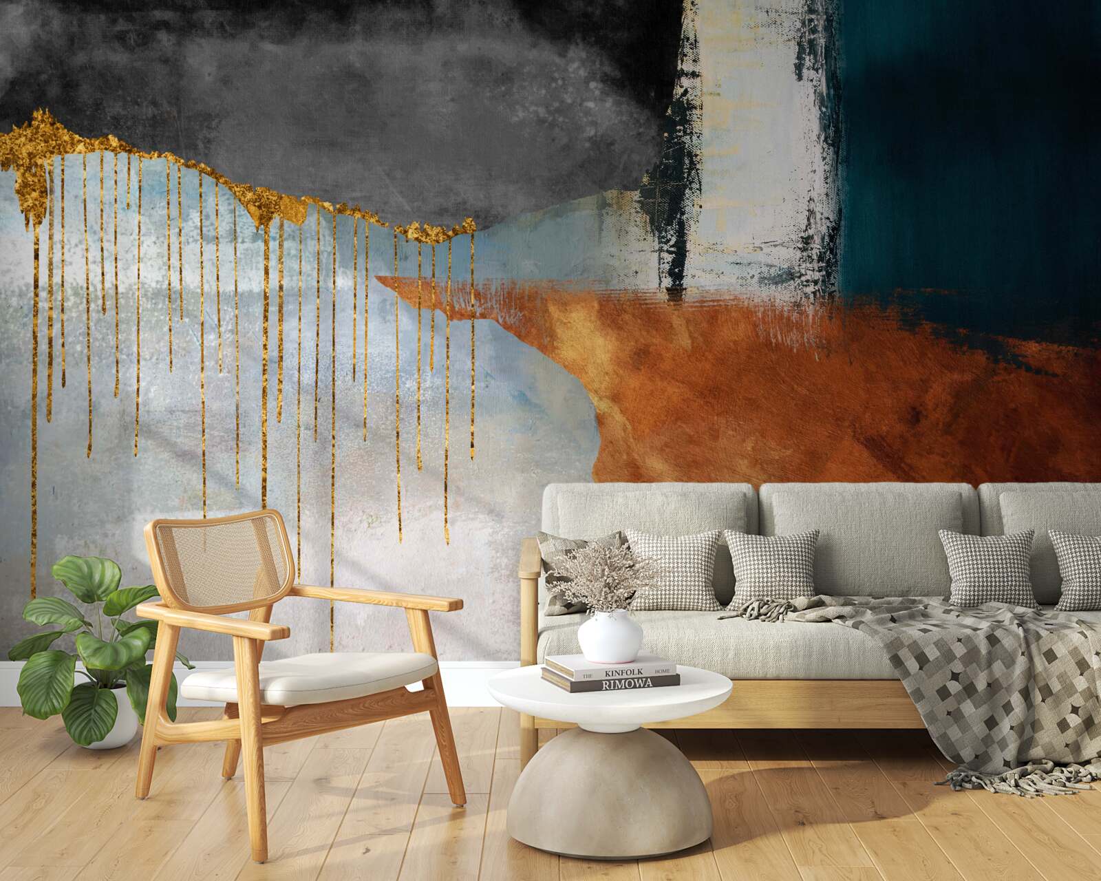 Fototapeta złote strumienie łączące się z paletą różnych odcieni