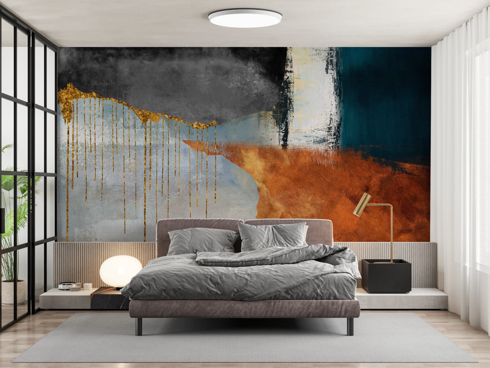 Fototapeta złote strumienie łączące się z paletą różnych odcieni