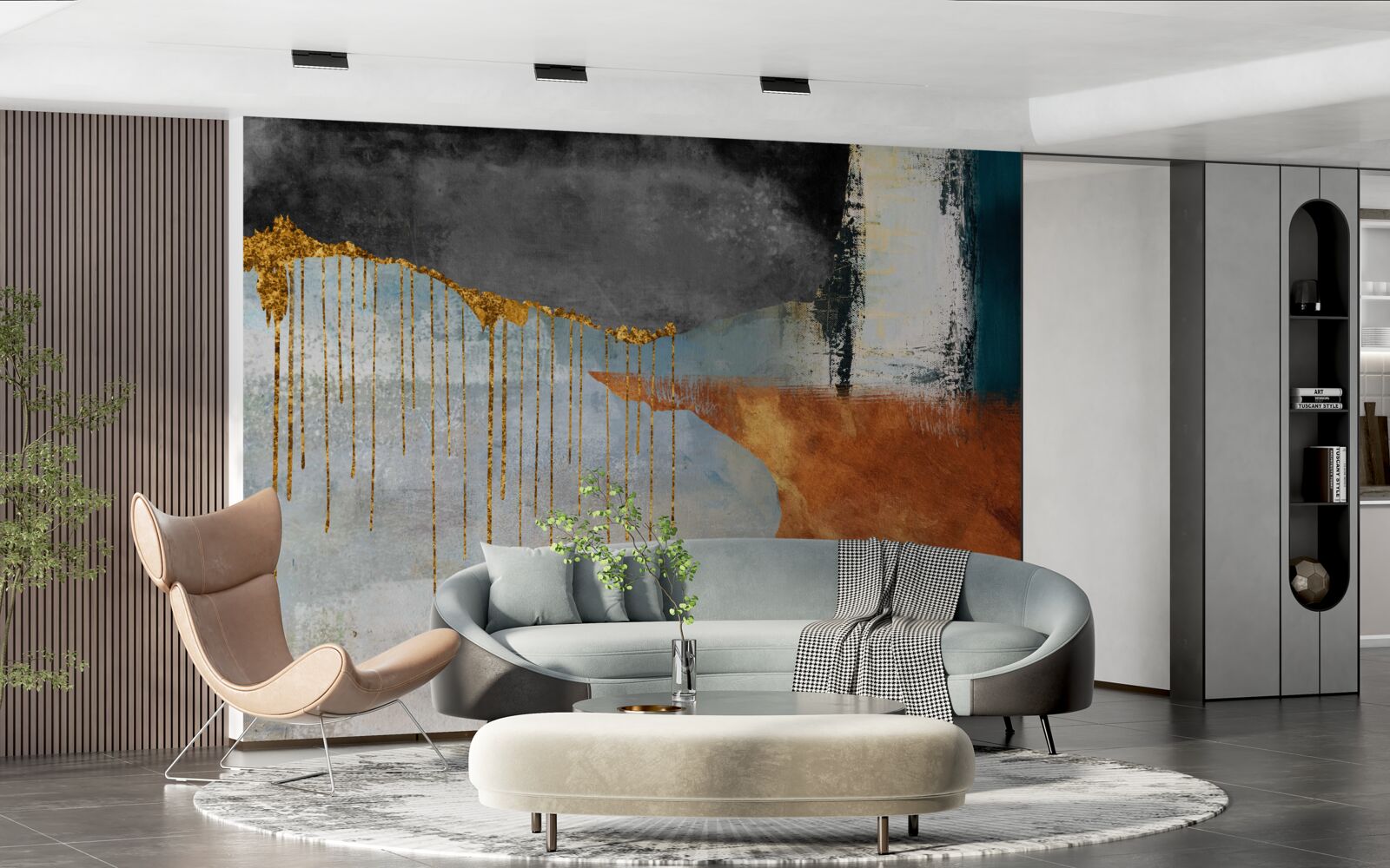 Fototapeta złote strumienie łączące się z paletą różnych odcieni