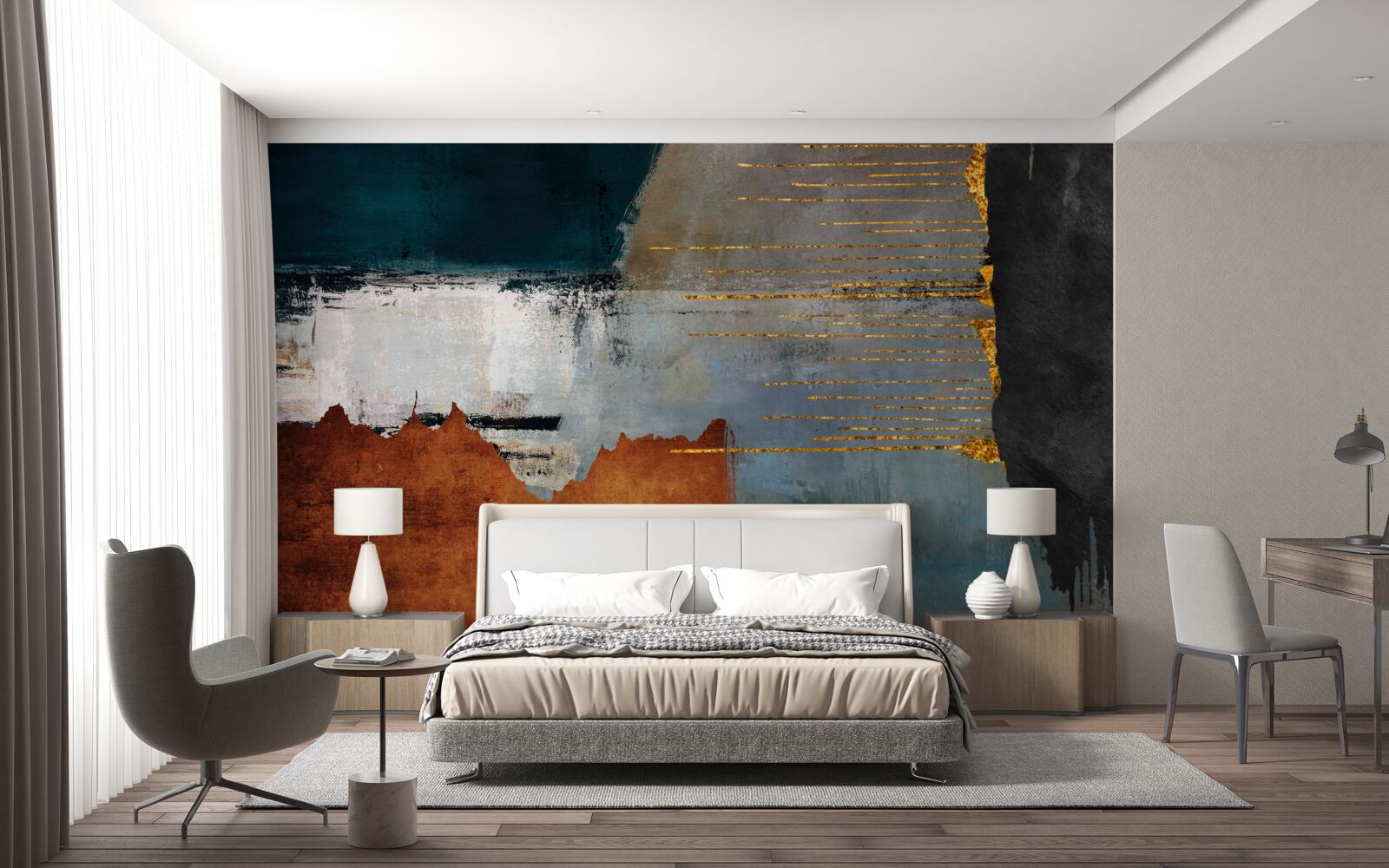 Fototapeta kolorowe tło ozdobione jest złotymi liniami