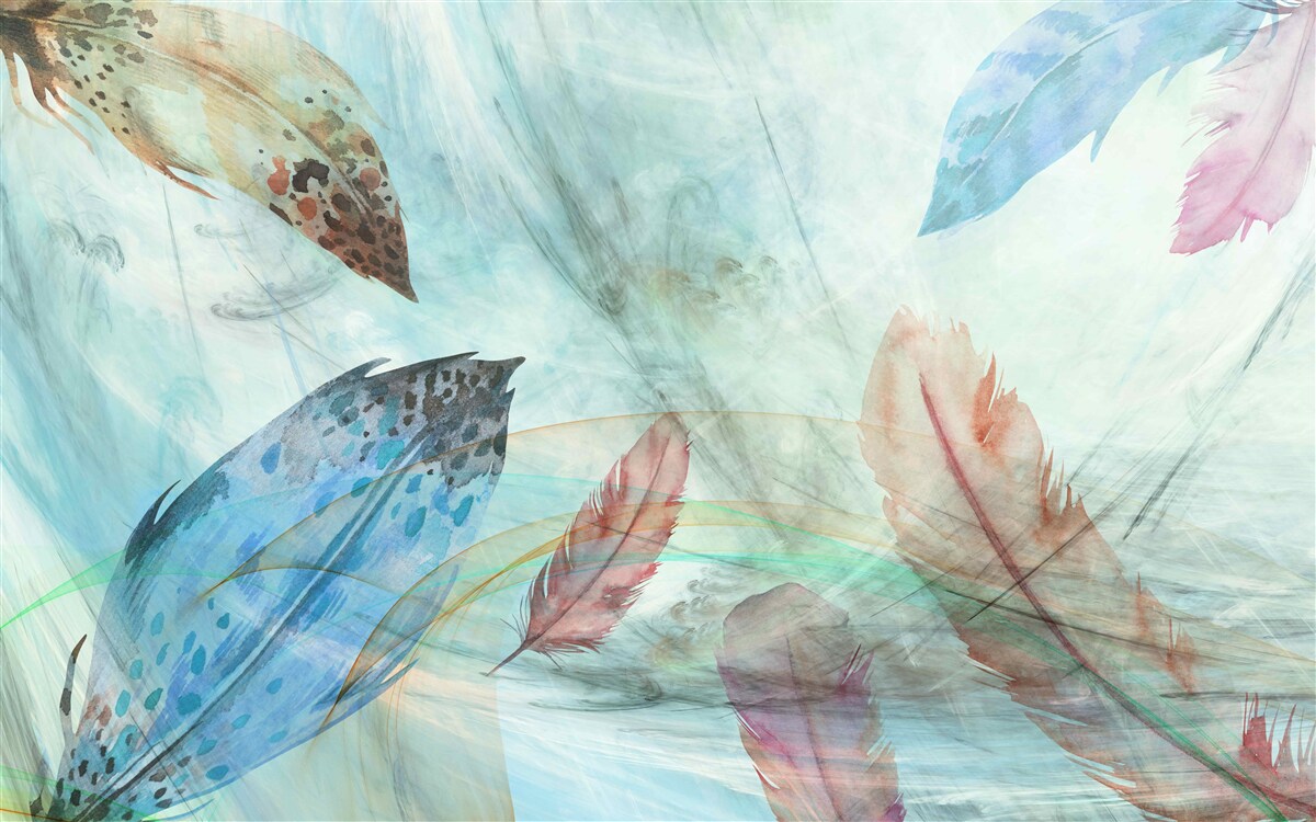 Fototapeta jasne pióra malowane akwarelami