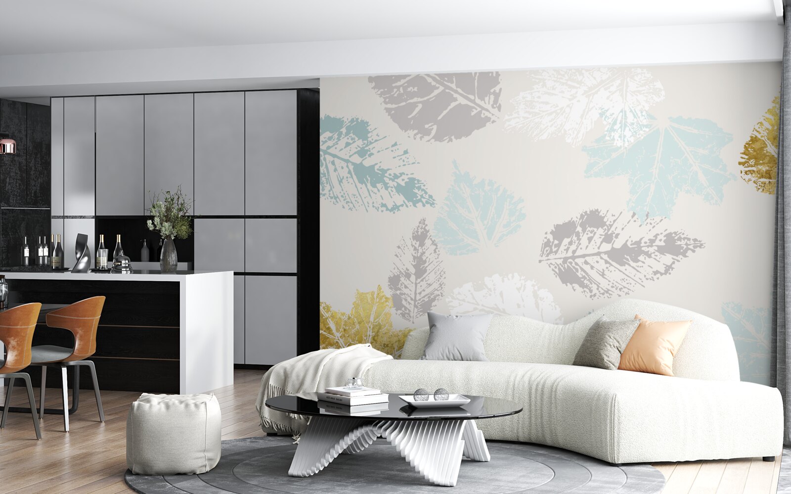 Fototapeta jesienne liście zostawiają swoje ślady na farbie