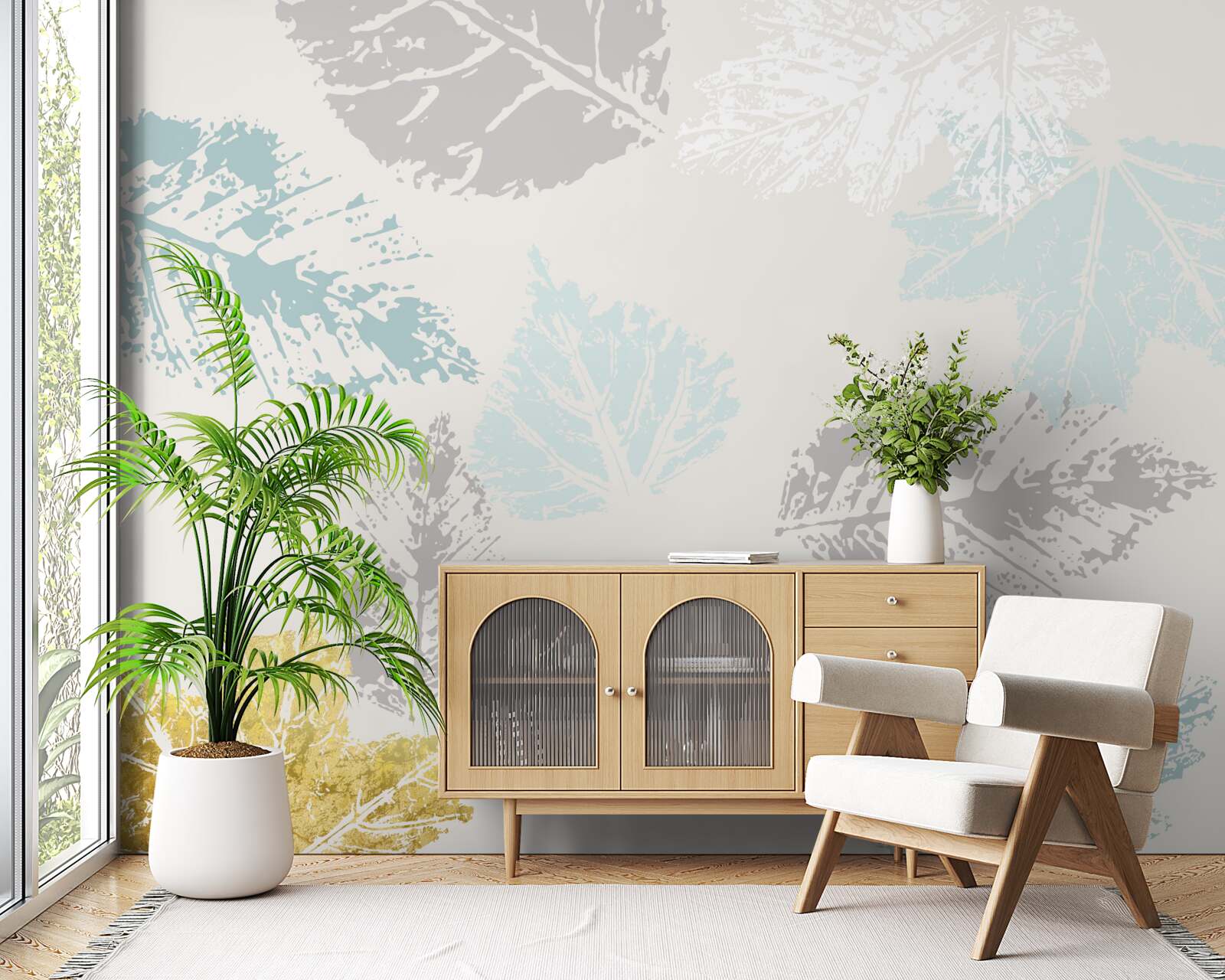 Fototapeta jesienne liście zostawiają swoje ślady na farbie