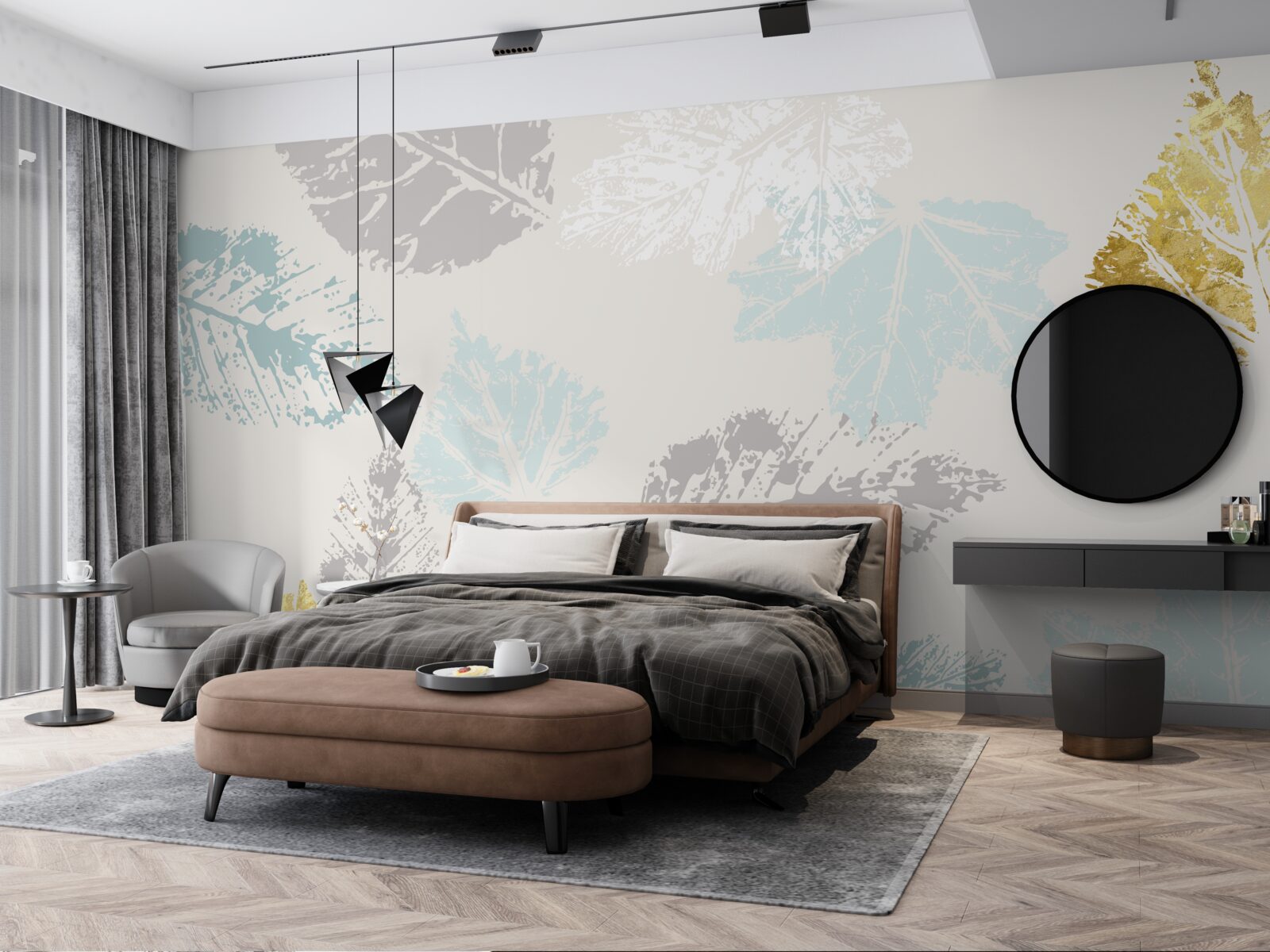 Fototapeta jesienne liście zostawiają swoje ślady na farbie