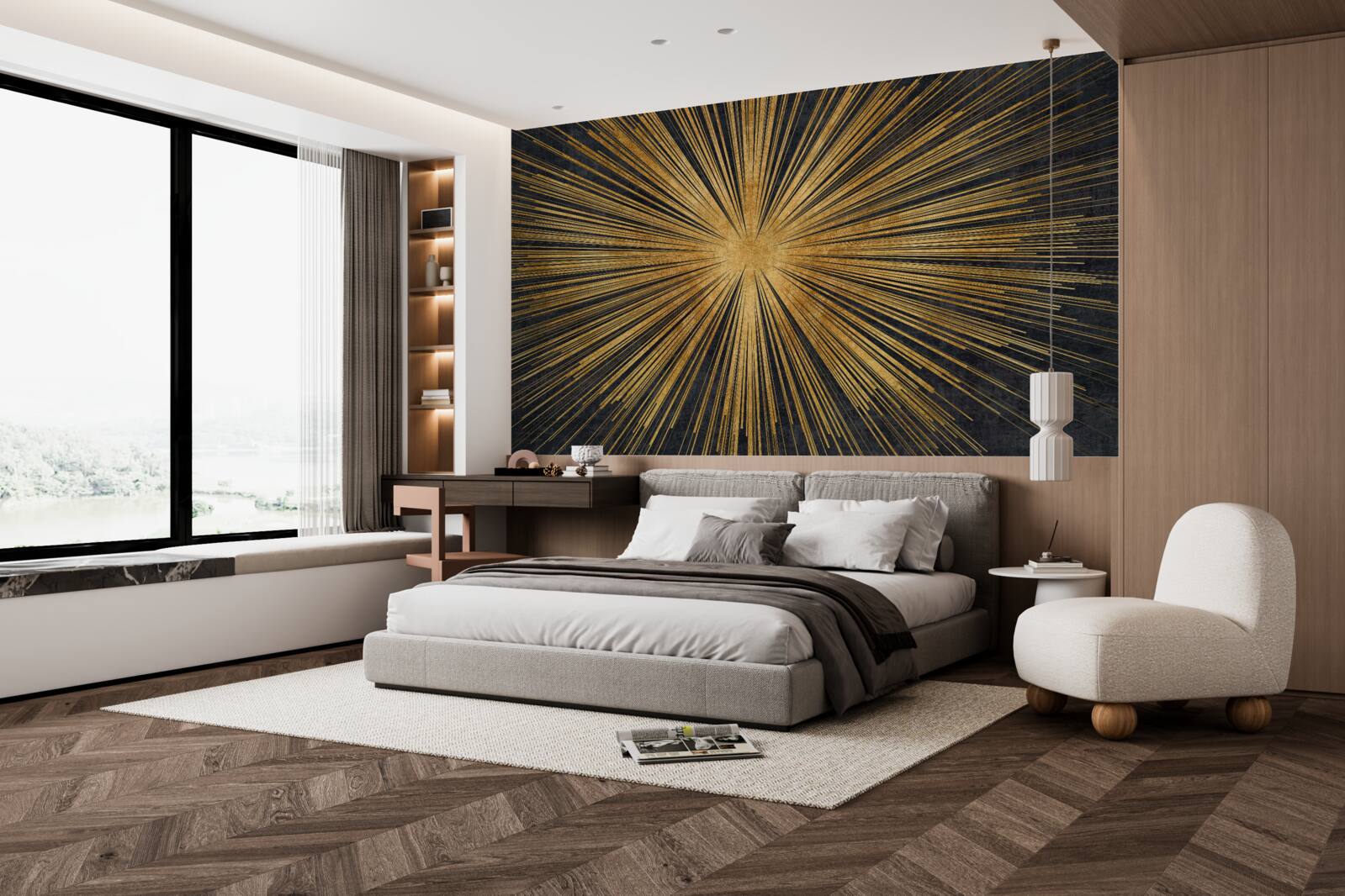 Fototapeta promienie słońca świecą jasno o zachodzie słońca