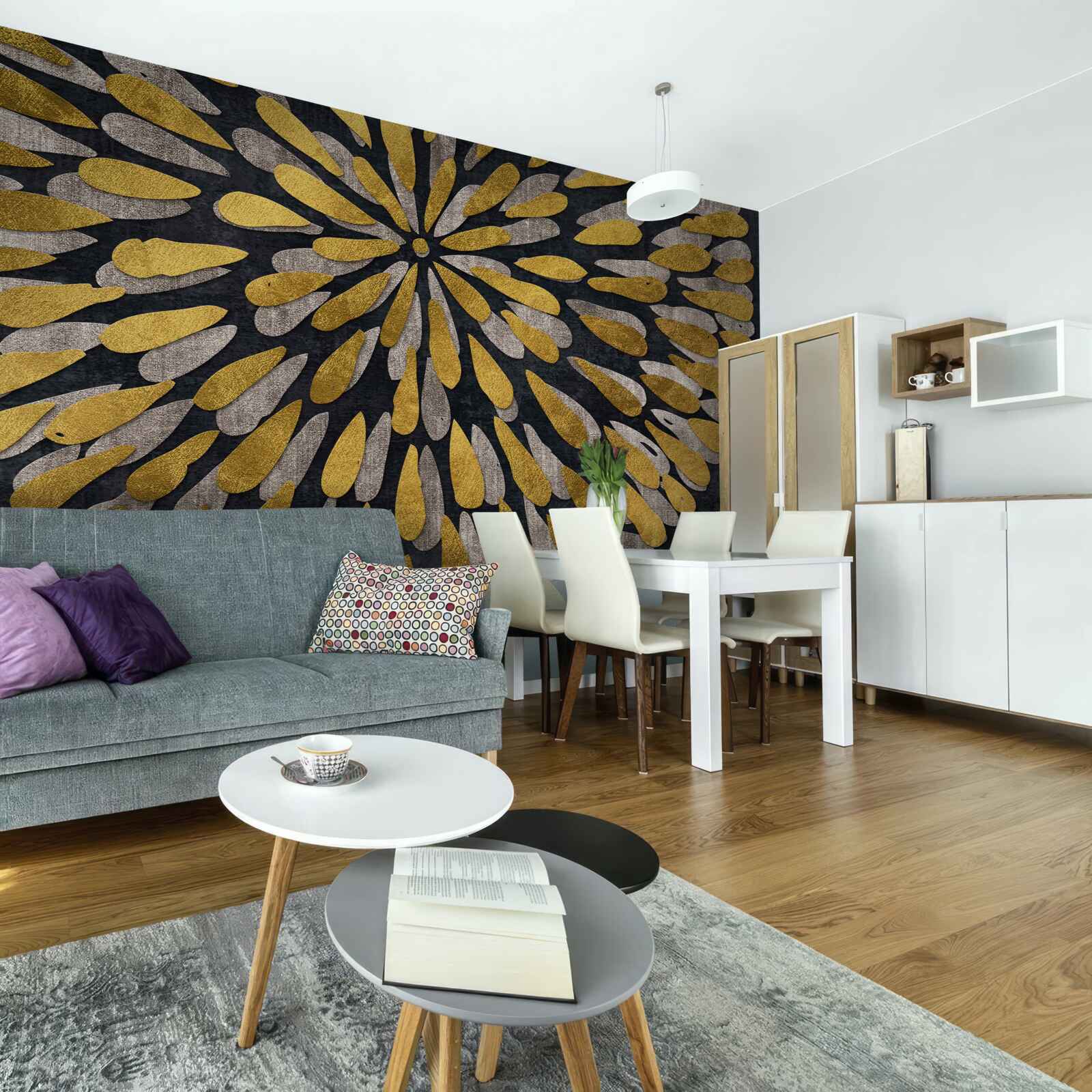 Fototapeta mniszek lekarski ze złotymi odcieniami