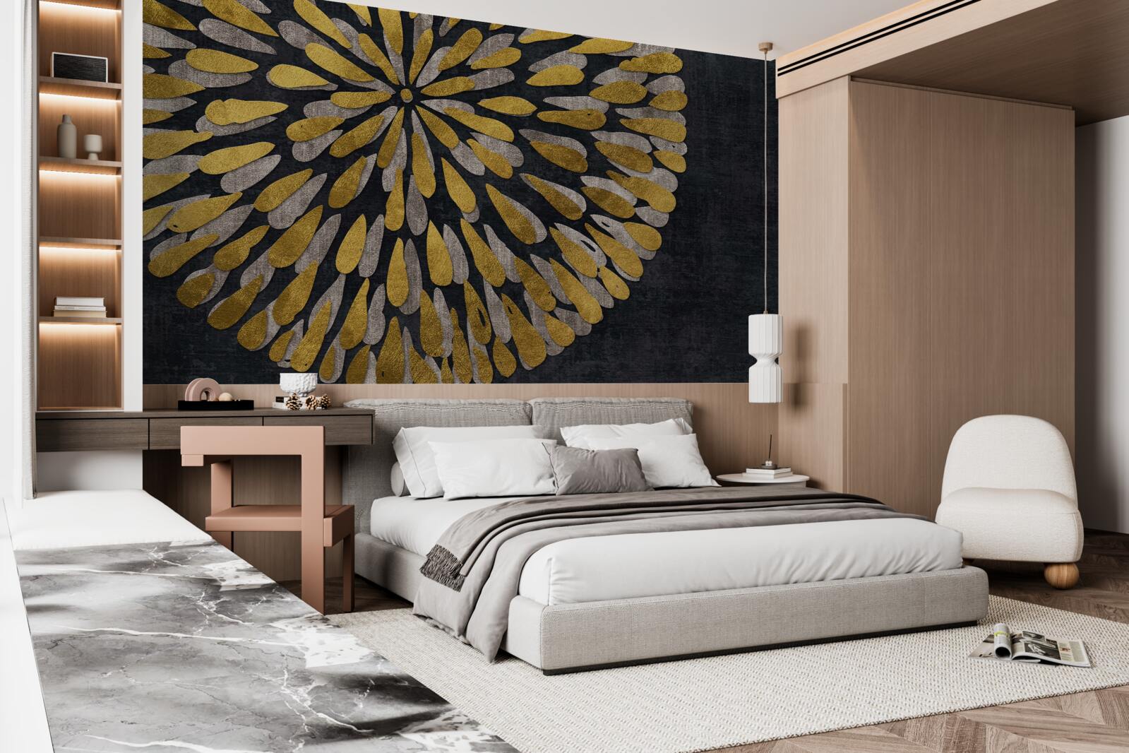 Fototapeta mniszek lekarski ze złotymi odcieniami