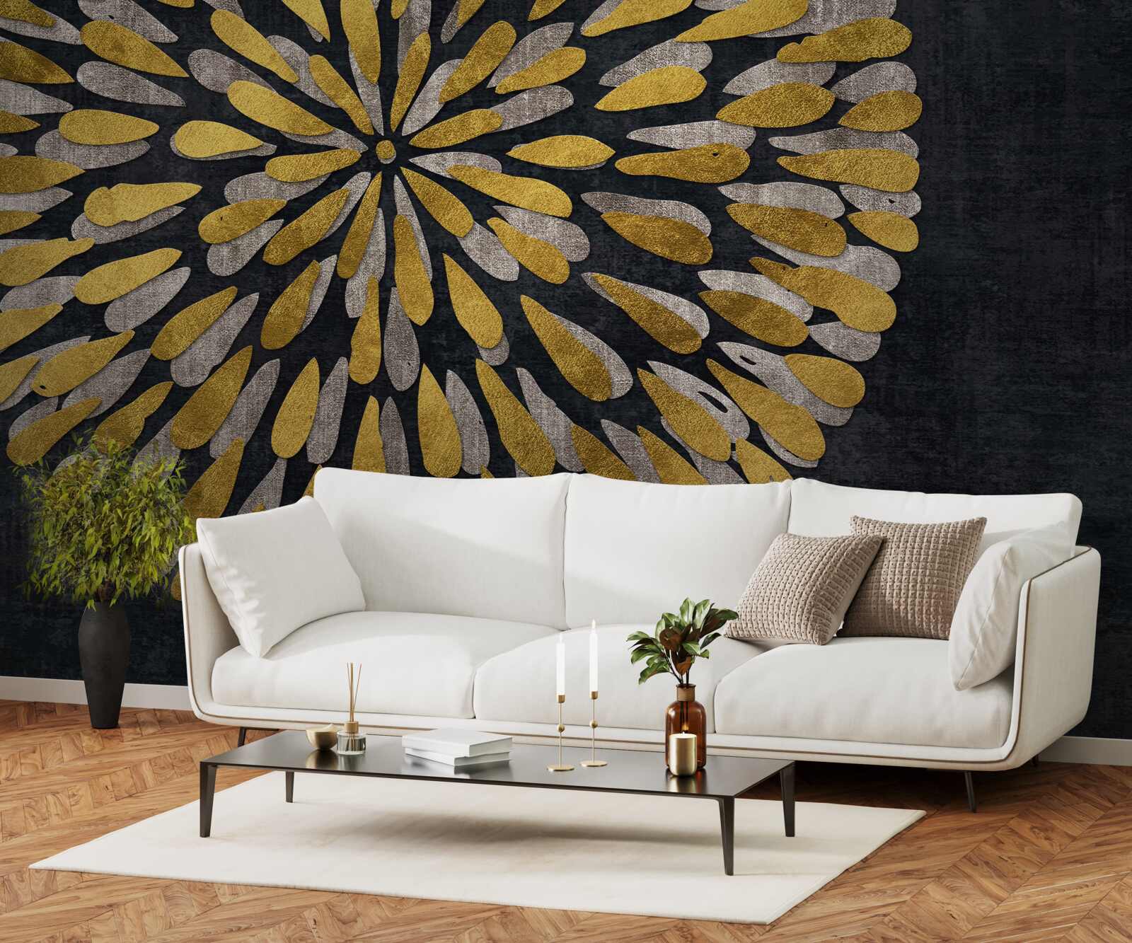 Fototapeta mniszek lekarski ze złotymi odcieniami