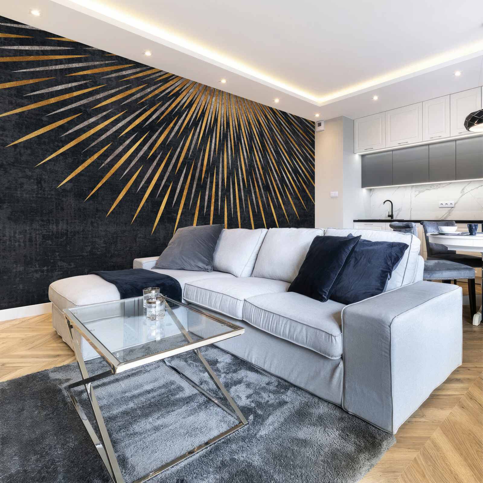 Fototapeta promienie słońca na ciemnym tle