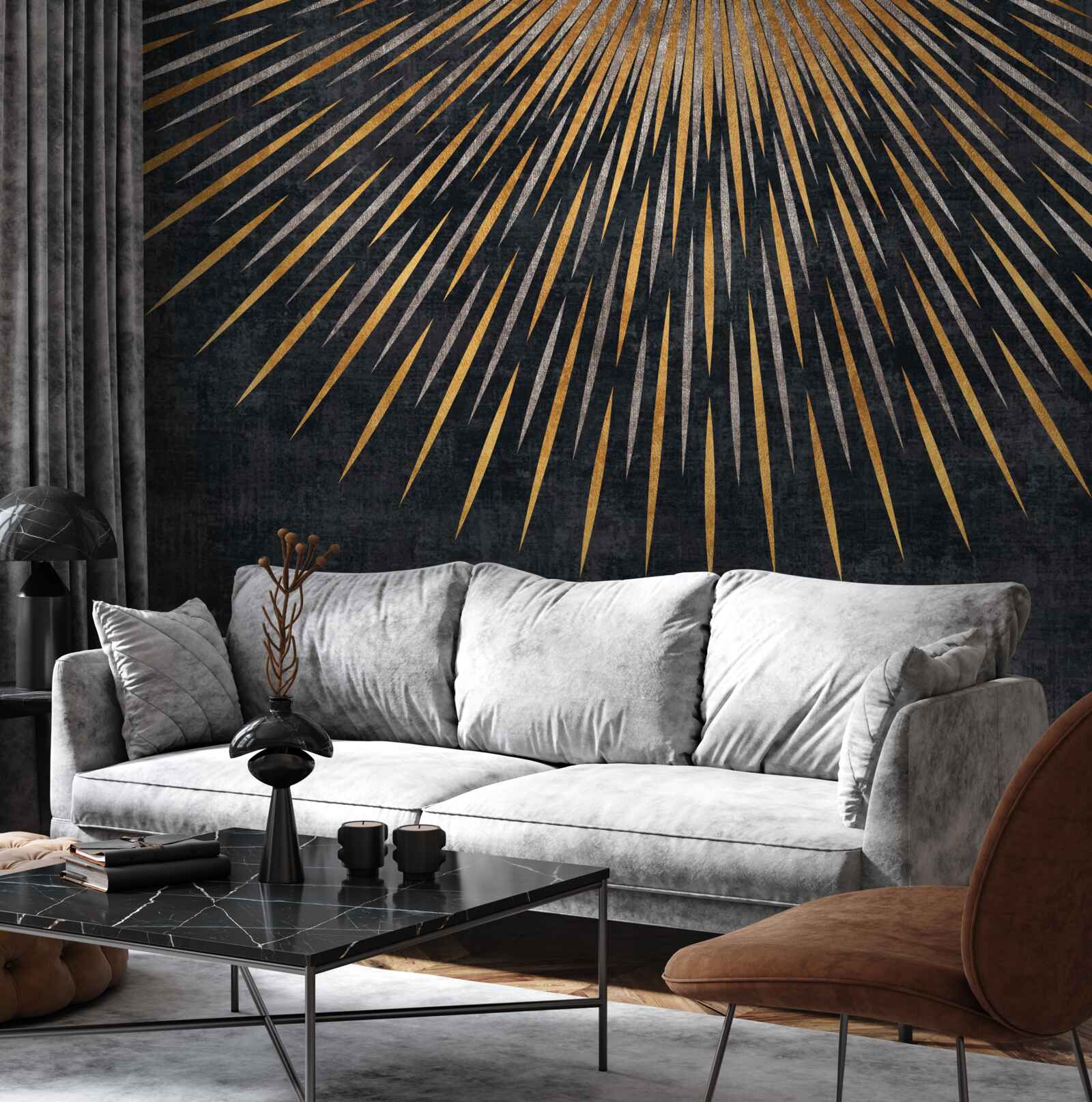 Fototapeta promienie słońca na ciemnym tle