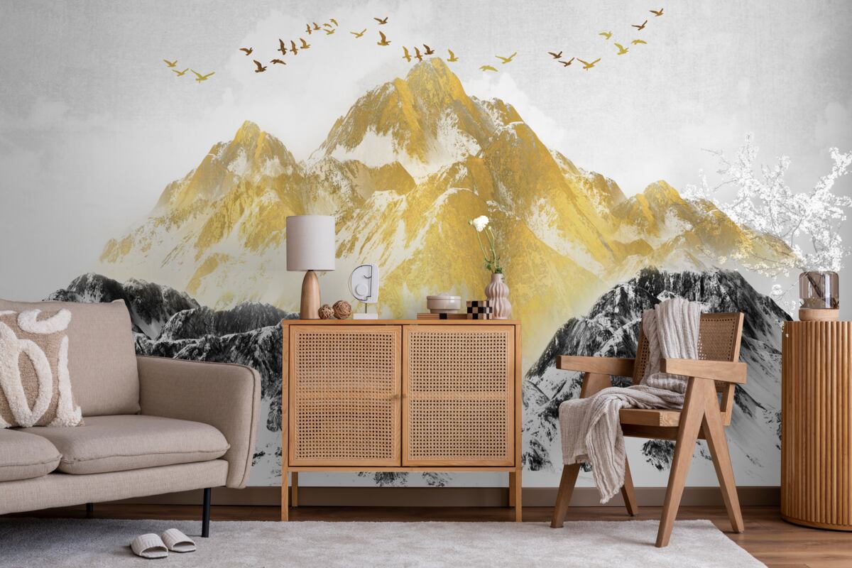 Fototapeta pasma górskie ze złotymi szczytami