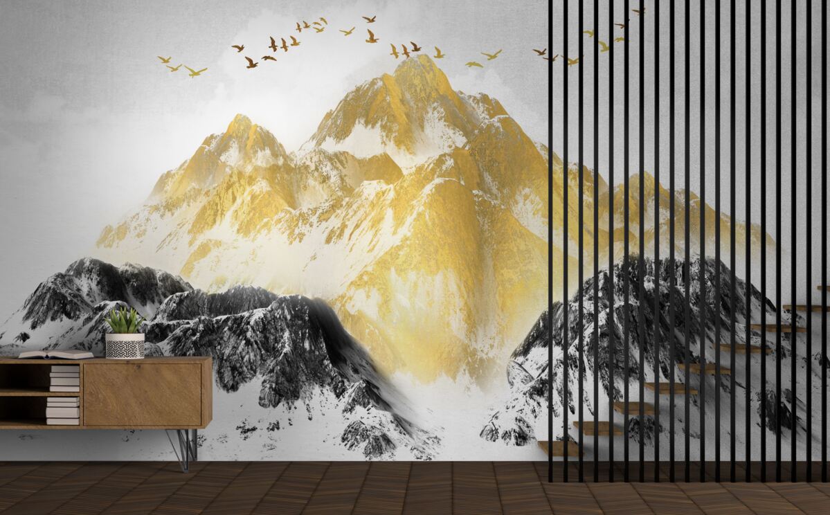 Fototapeta pasma górskie ze złotymi szczytami