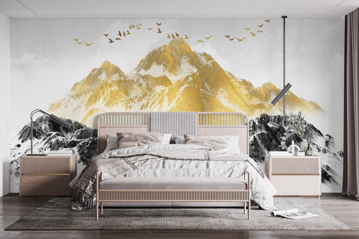 Fototapeta pasma górskie ze złotymi szczytami