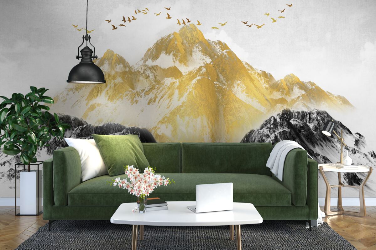 Fototapeta pasma górskie ze złotymi szczytami