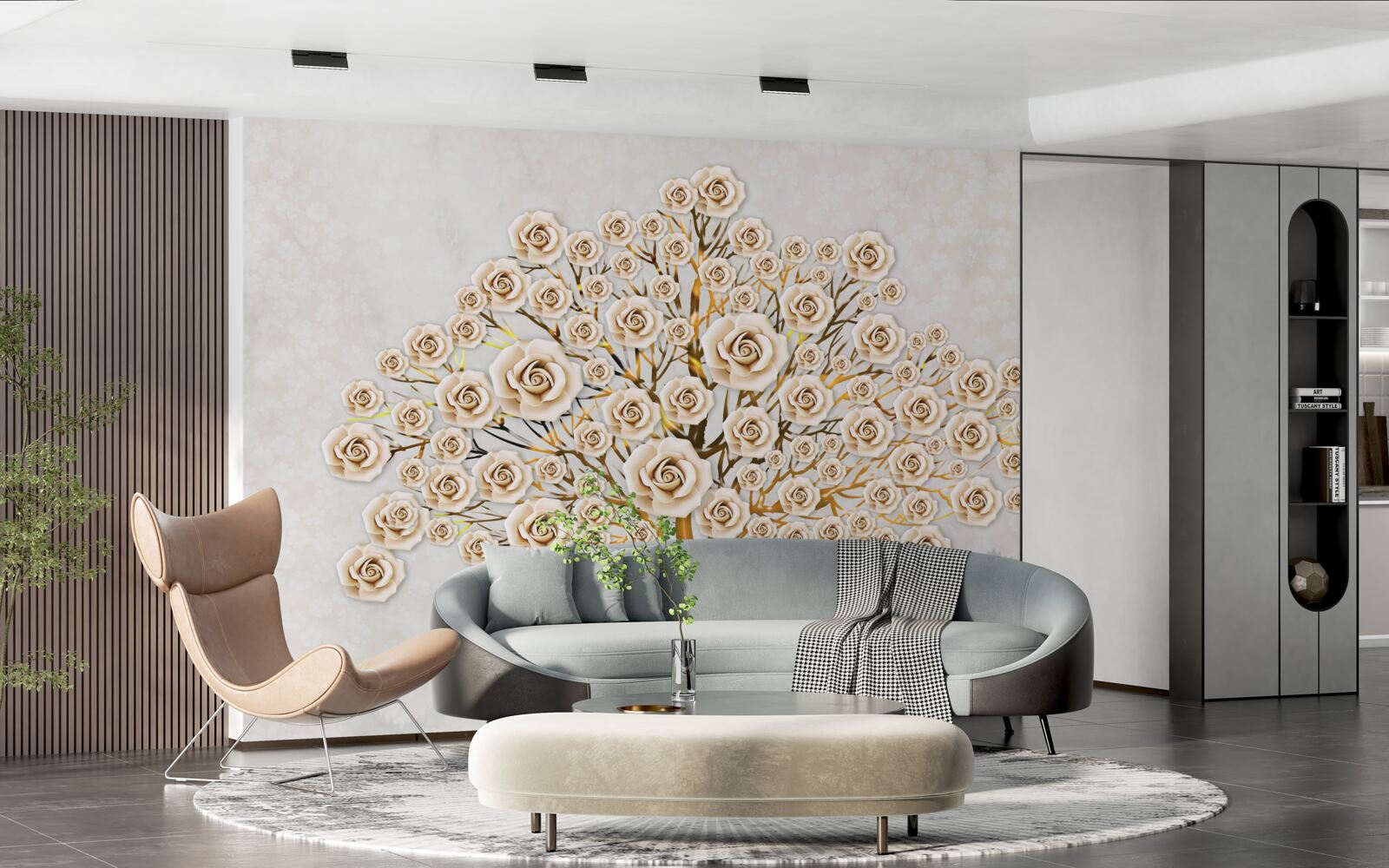 Fototapeta drzewo powstaje z jasnoróżowych pąków