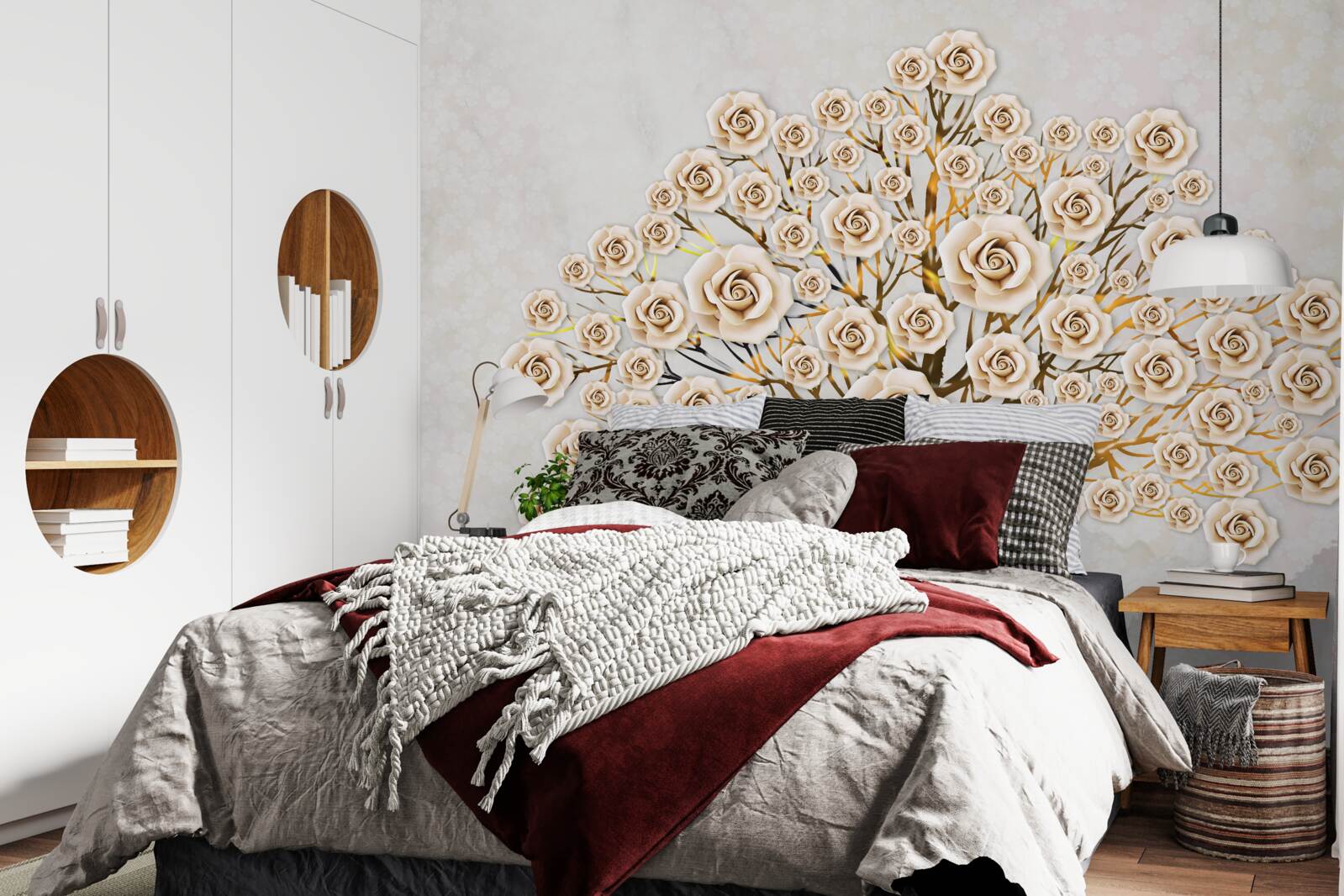 Fototapeta drzewo powstaje z jasnoróżowych pąków