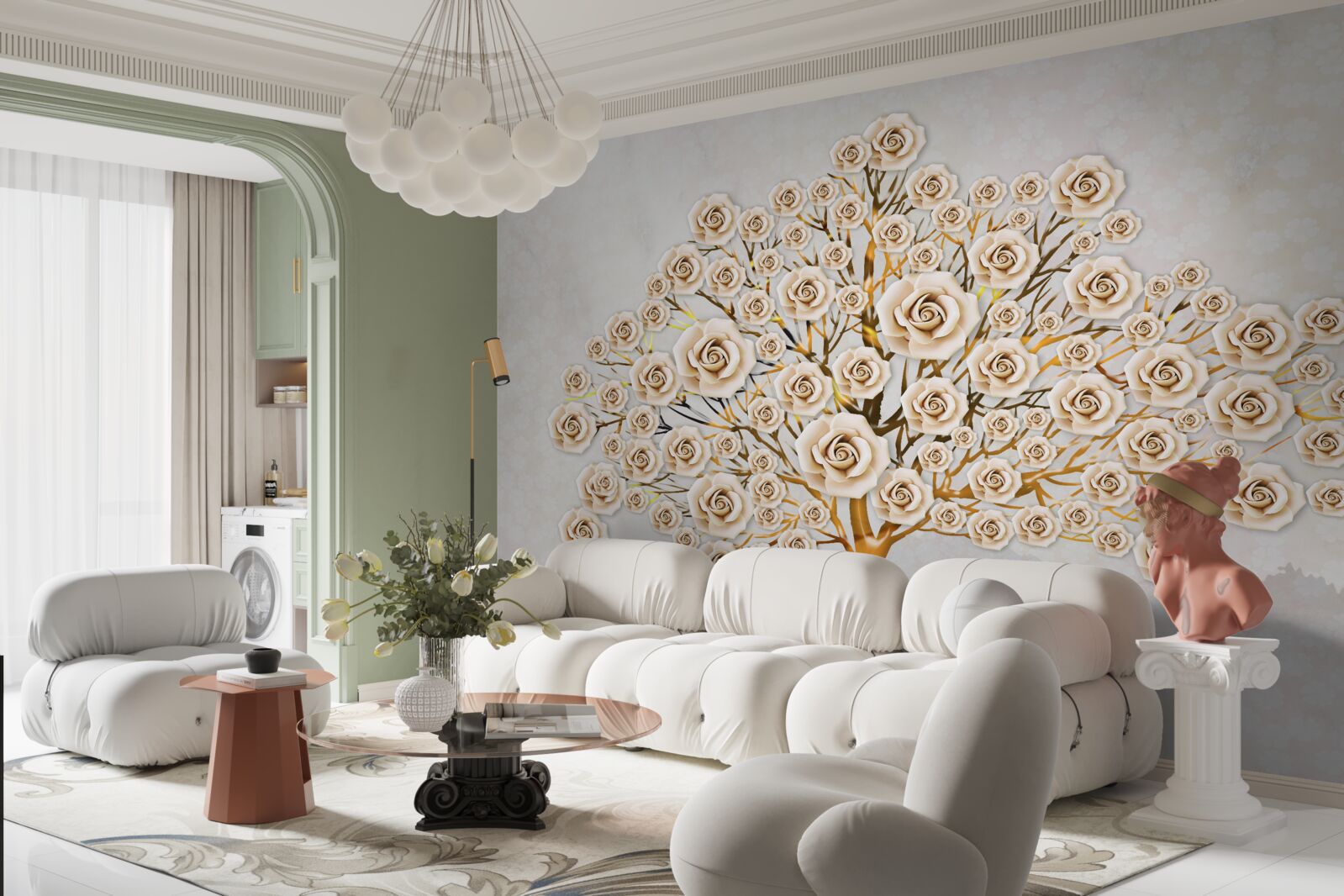 Fototapeta drzewo powstaje z jasnoróżowych pąków