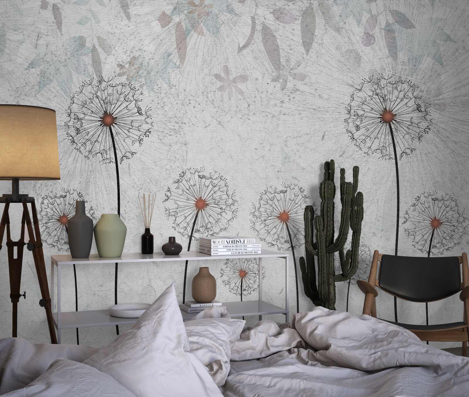 Fototapeta słabe mlecze na szarym tle