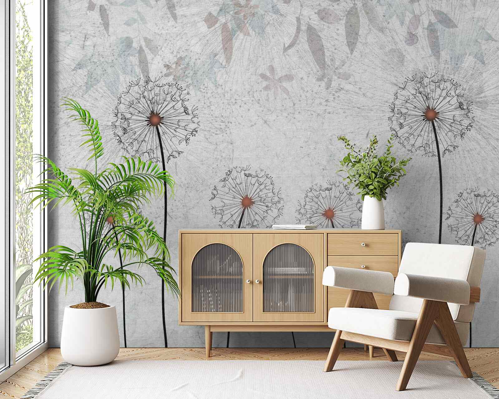 Fototapeta słabe mlecze na szarym tle