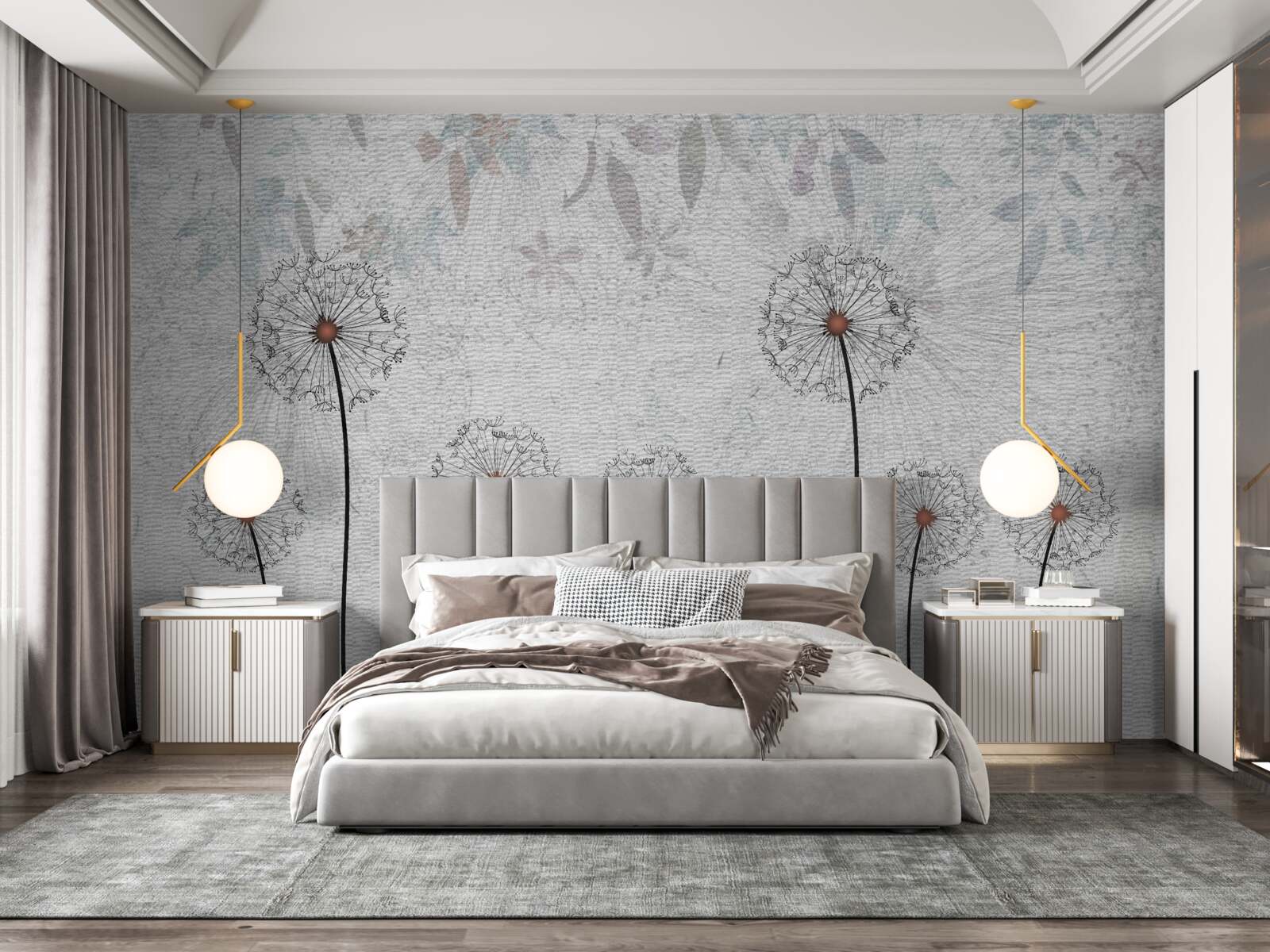 Fototapeta słabe mlecze na szarym tle