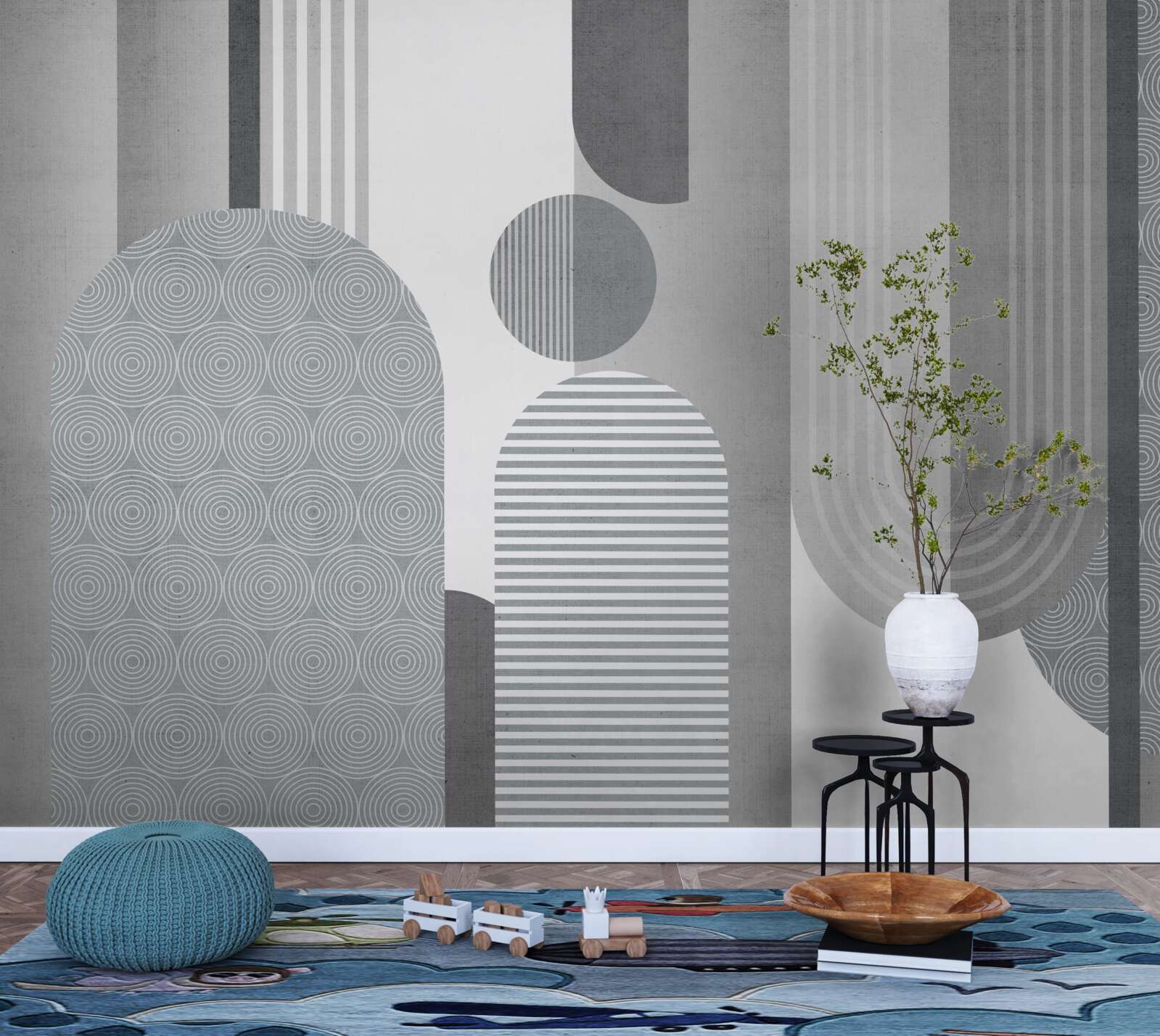 Fototapeta kreskowane prostokąty o łukowatym kształcie