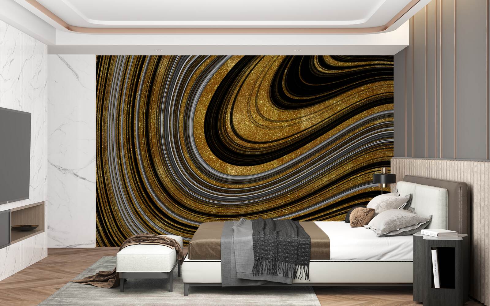 Fototapeta złote fale topnienia