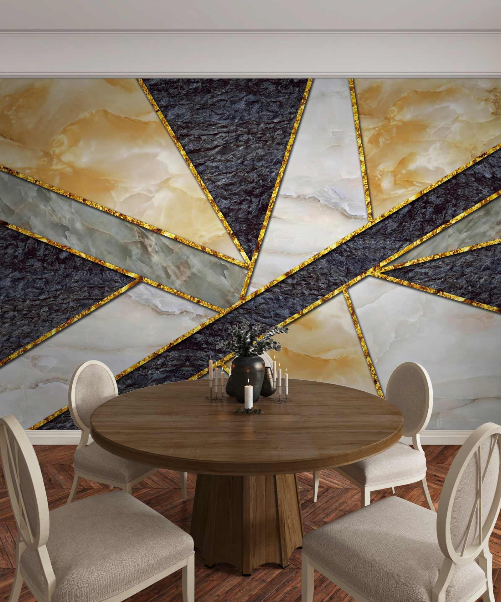 Fototapeta kolorowy marmur w złotej proporcji