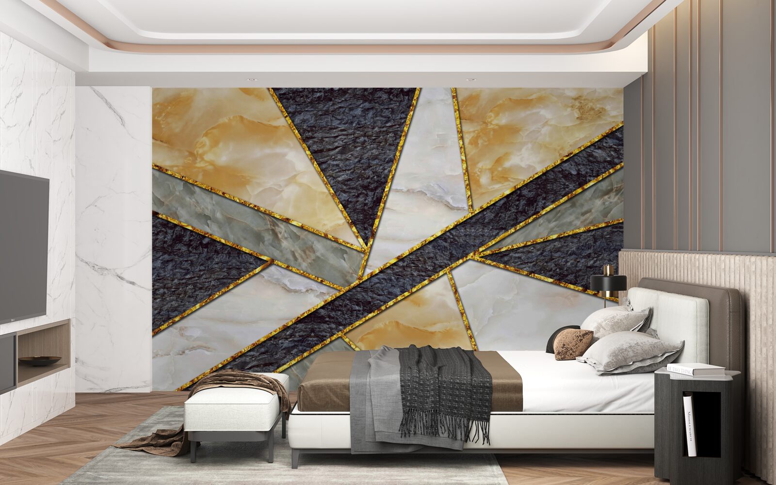 Fototapeta kolorowy marmur w złotej proporcji