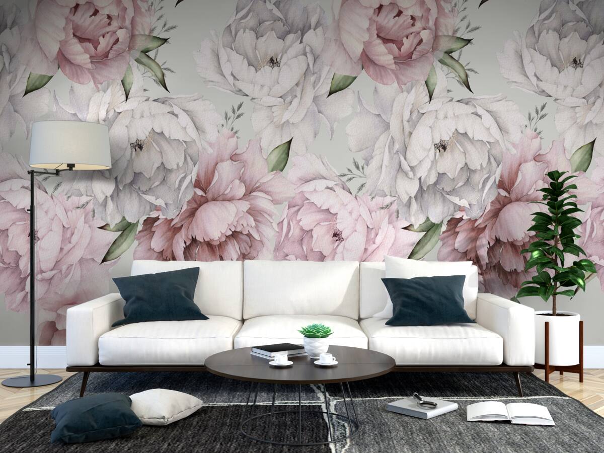 Fototapeta piękne piwonie w odcieniach bieli i różu