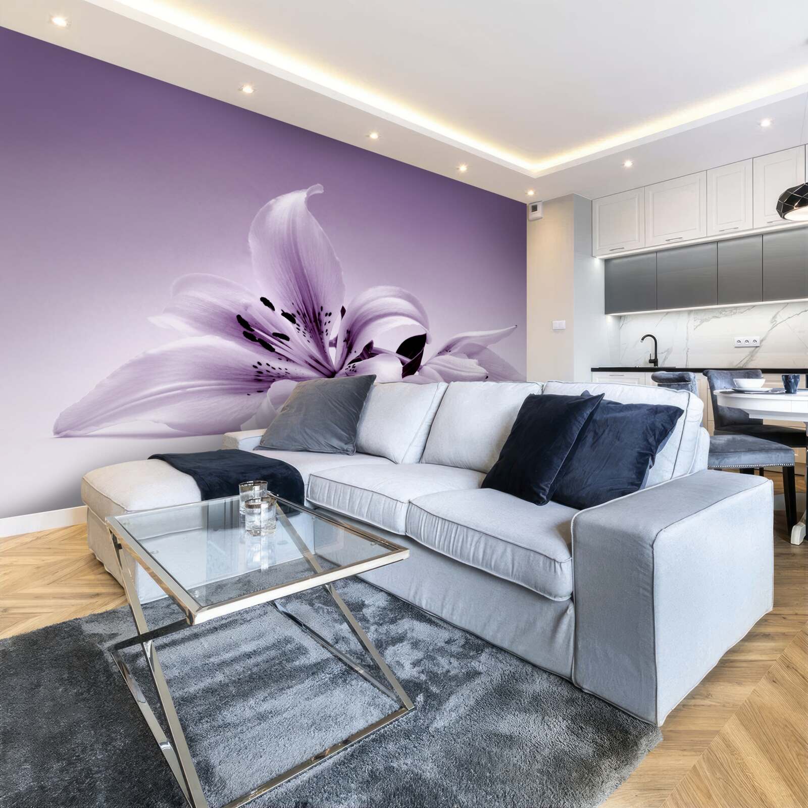 Fototapeta subtelna fioletowa, izolowana lilia