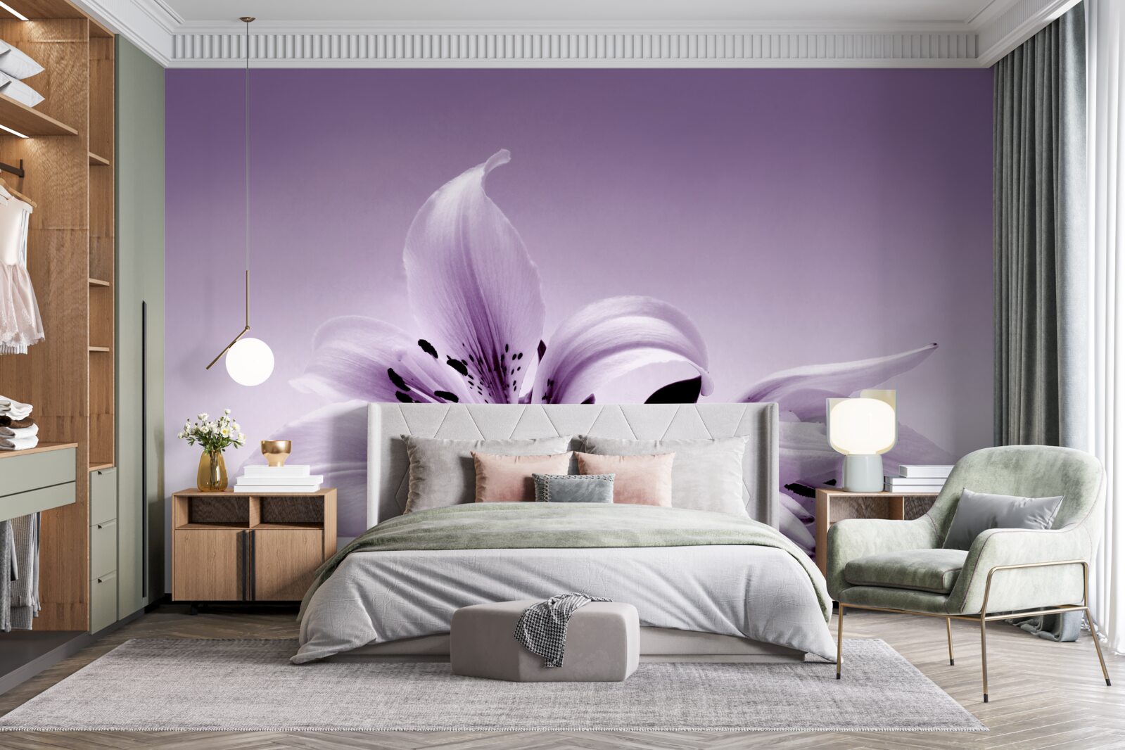Fototapeta subtelna fioletowa, izolowana lilia