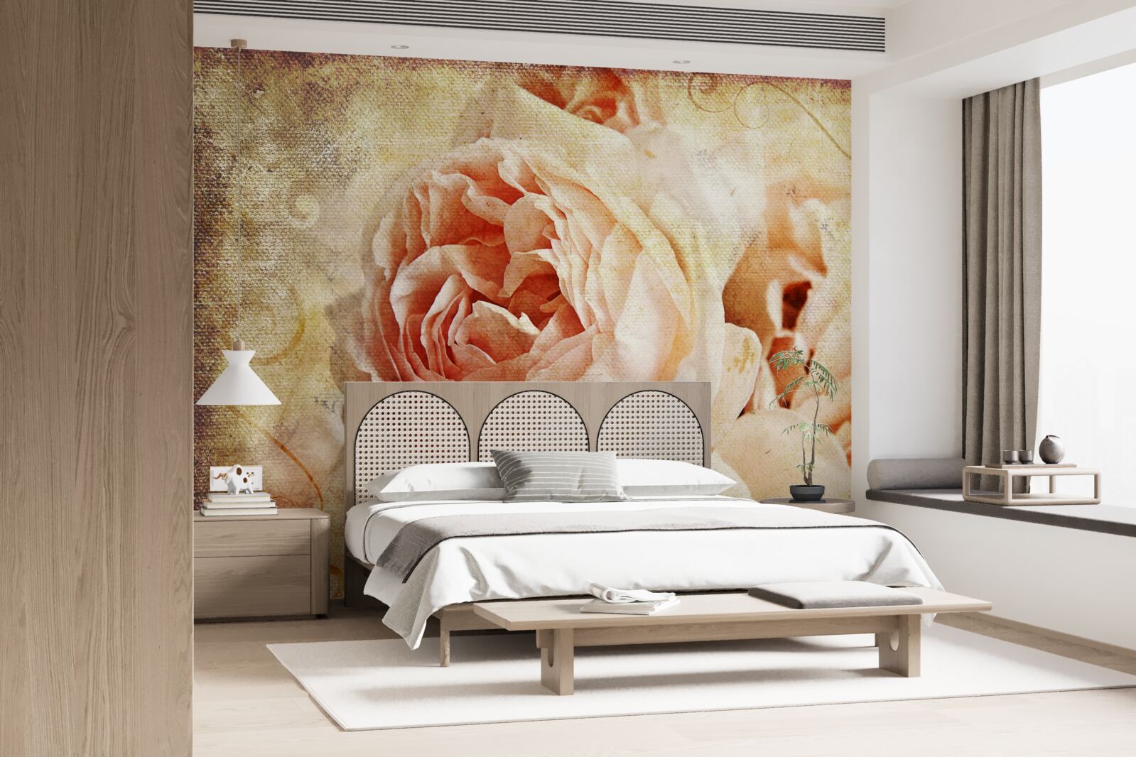 Fototapeta dwa zabytkowe różowe kwiaty