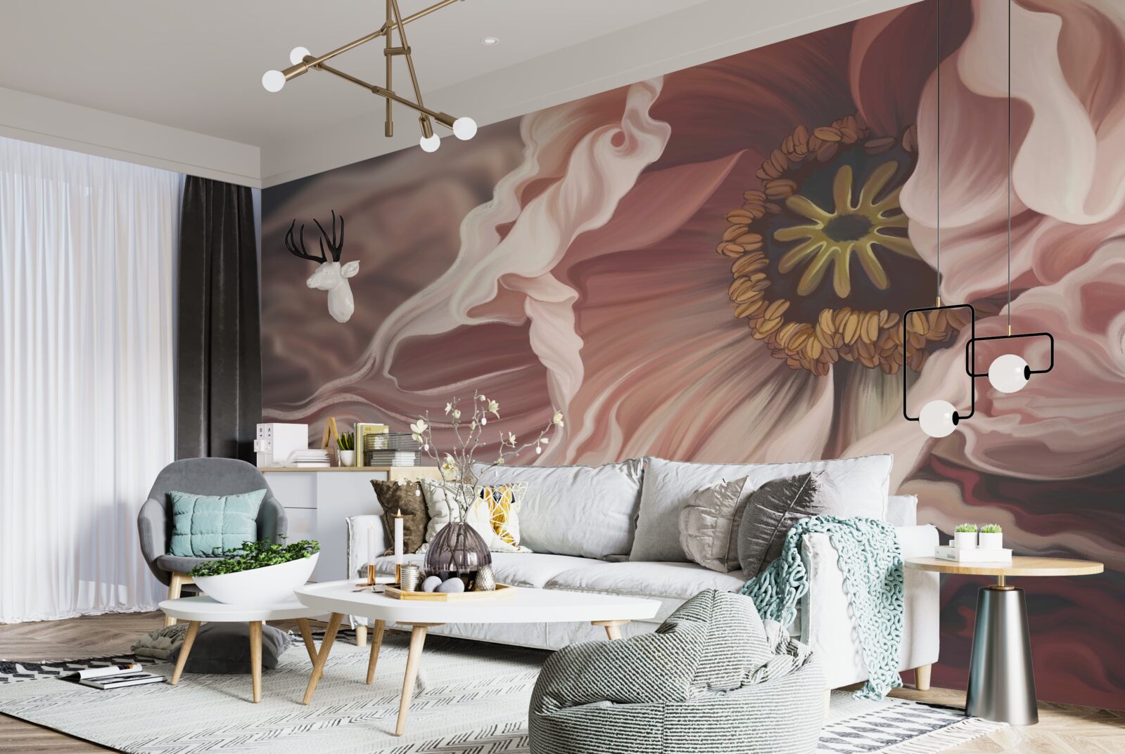 Fototapeta duża piwonia w kolorze pudrowym