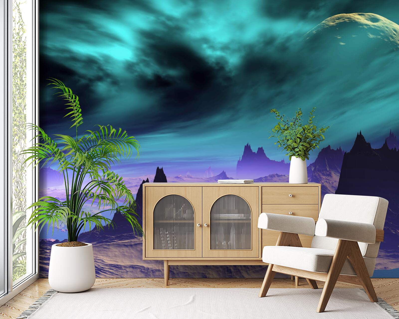 Fototapeta góry przyszłości na niezidentyfikowanej planecie