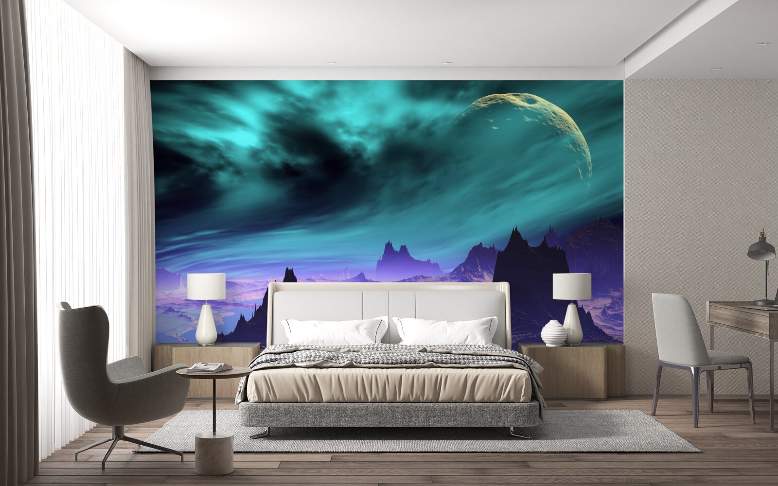 Fototapeta góry przyszłości na niezidentyfikowanej planecie