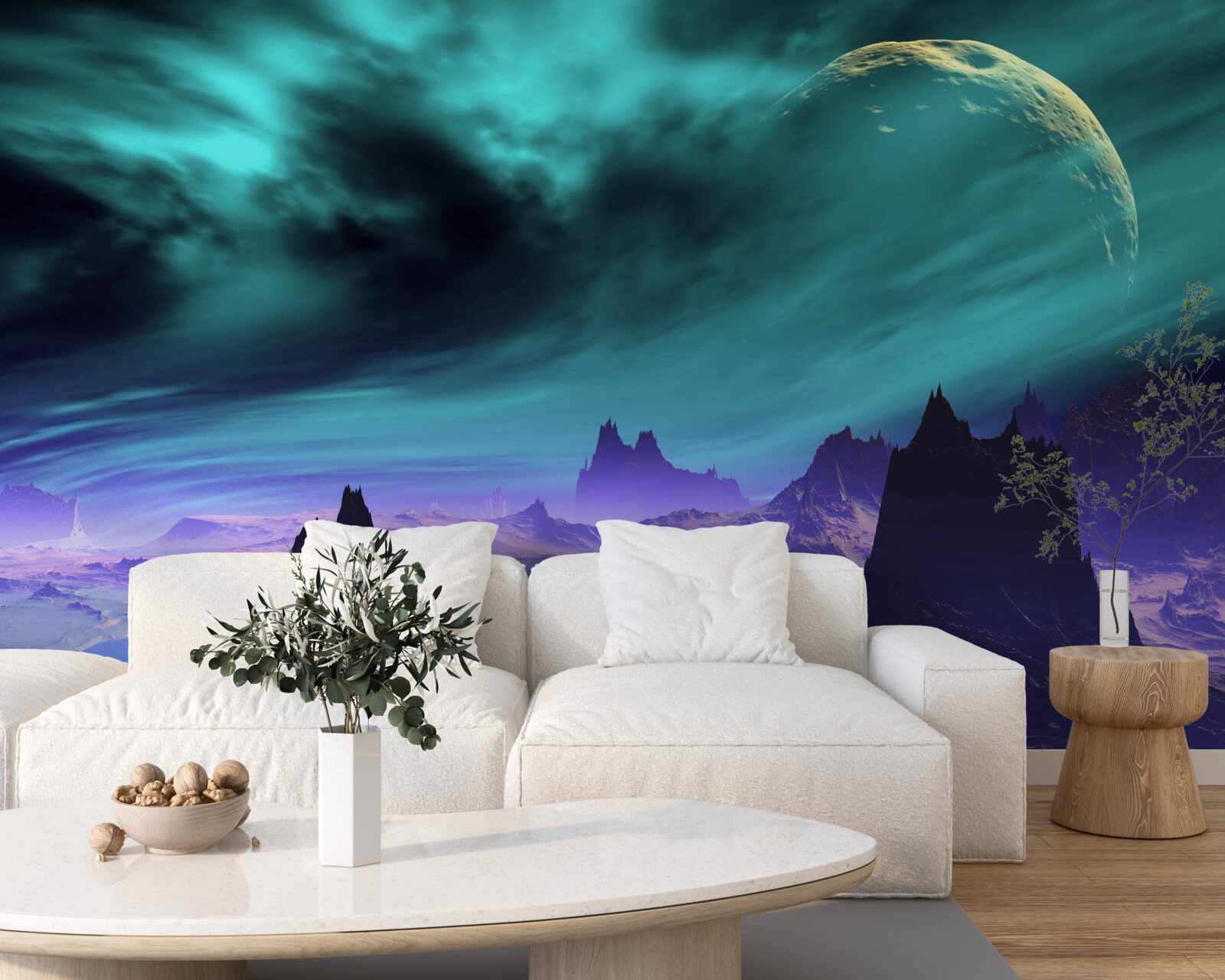 Fototapeta góry przyszłości na niezidentyfikowanej planecie