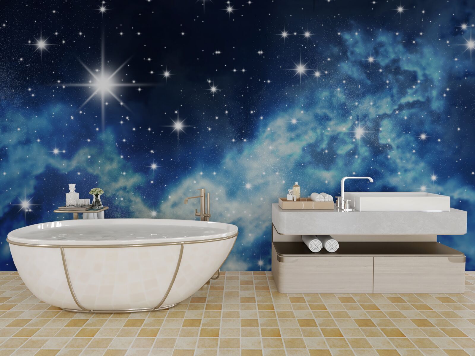 Fototapeta błękitne niebo usiane gwiazdami