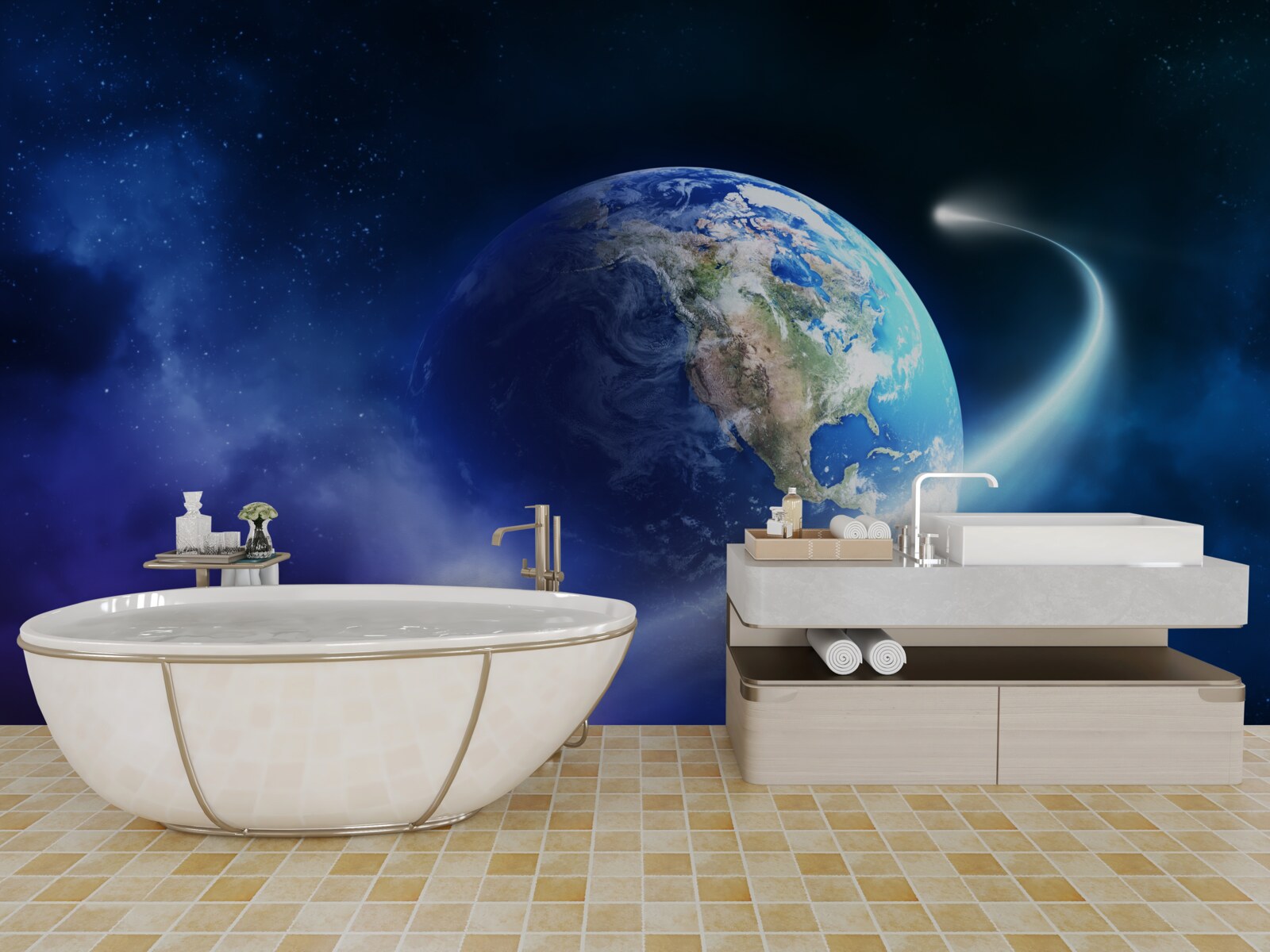 Fototapeta ziemia w nieskończonej przestrzeni wszechświata