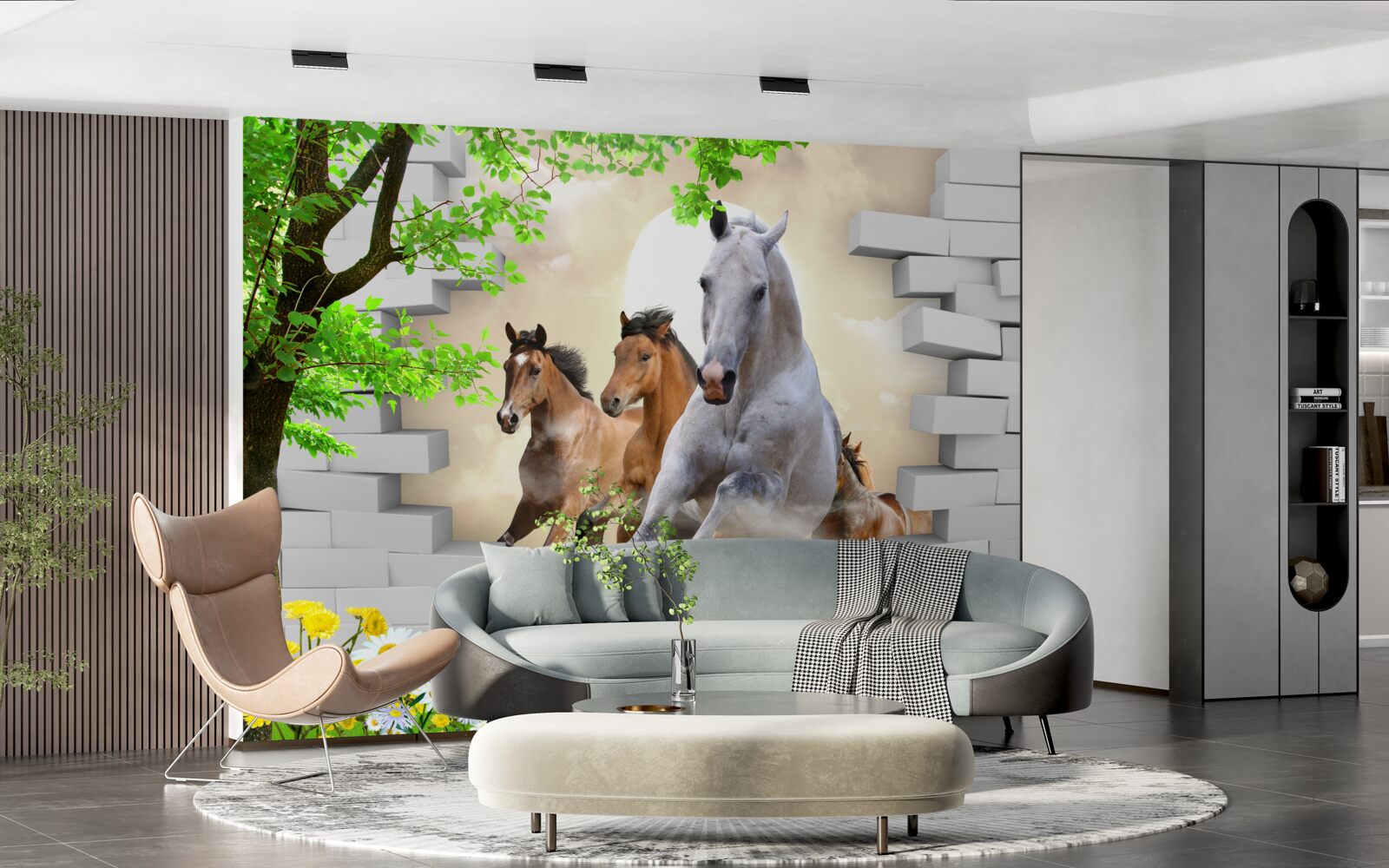 Fototapeta różne konie niszczą cegły swoim galopem