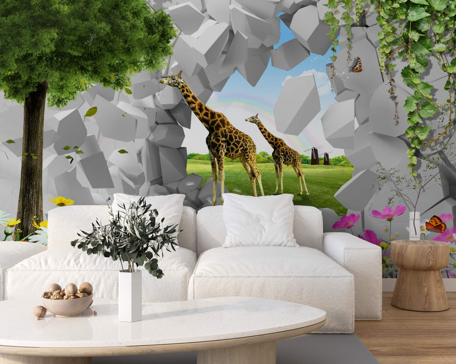 Fototapeta w naturze żyrafy starają się dosięgnąć drzew