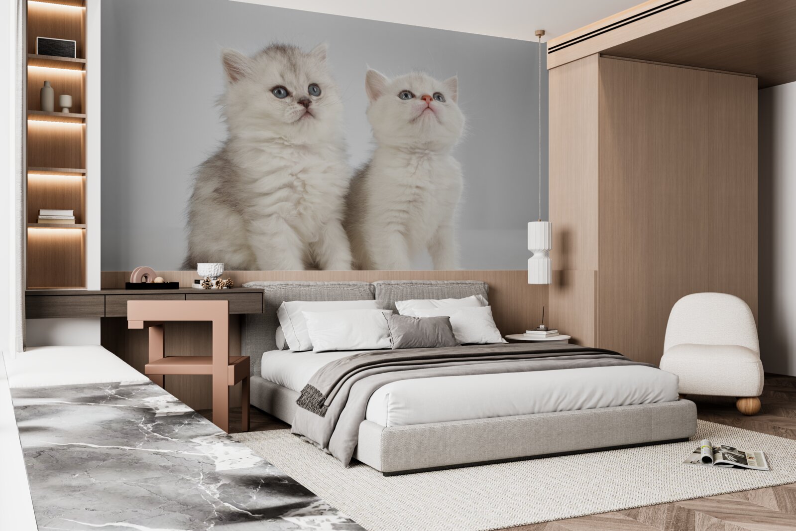 Fototapeta obserwują dwa małe koty