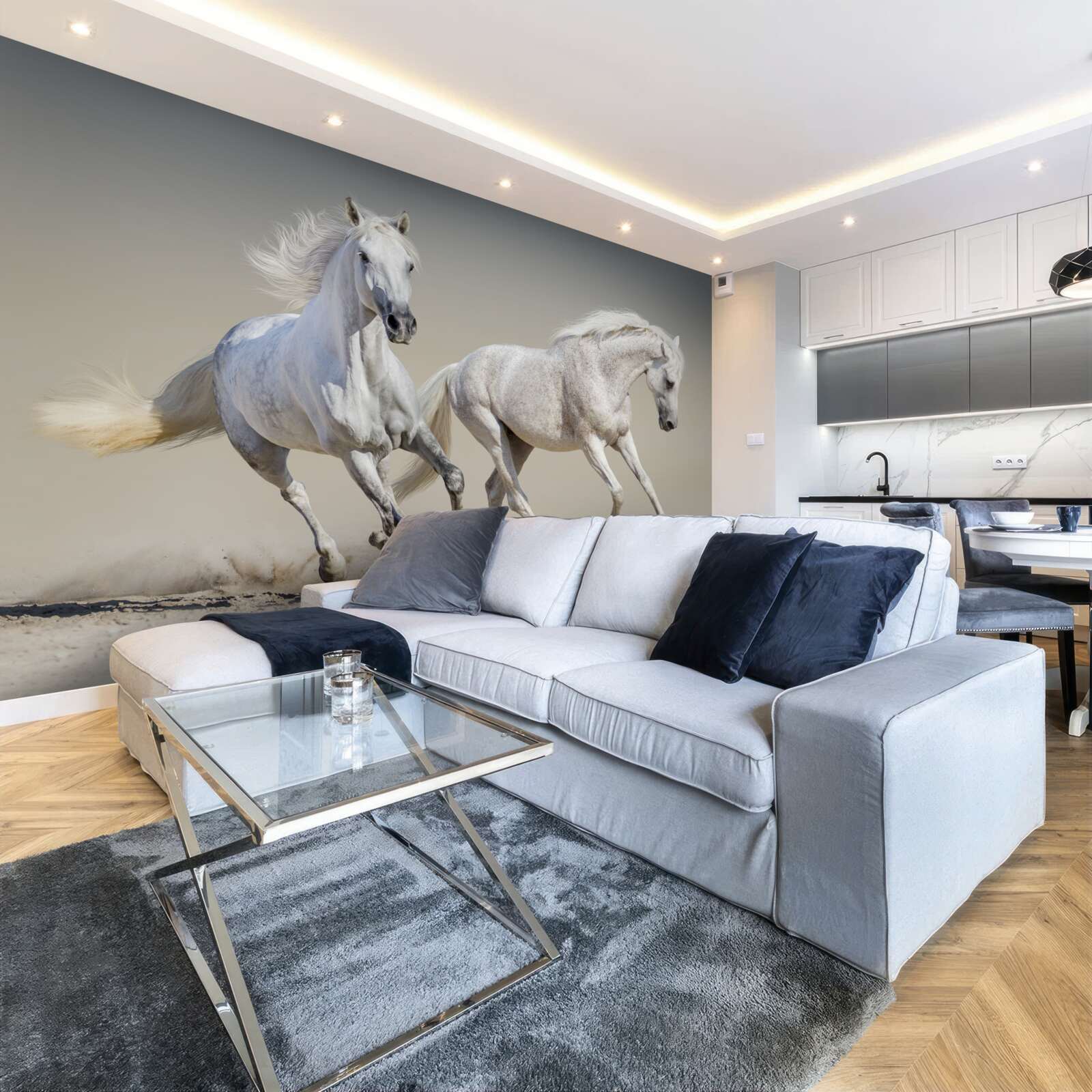 Fototapeta dwa lekkie ogiery ścigają się po piaszczystej powierzchni