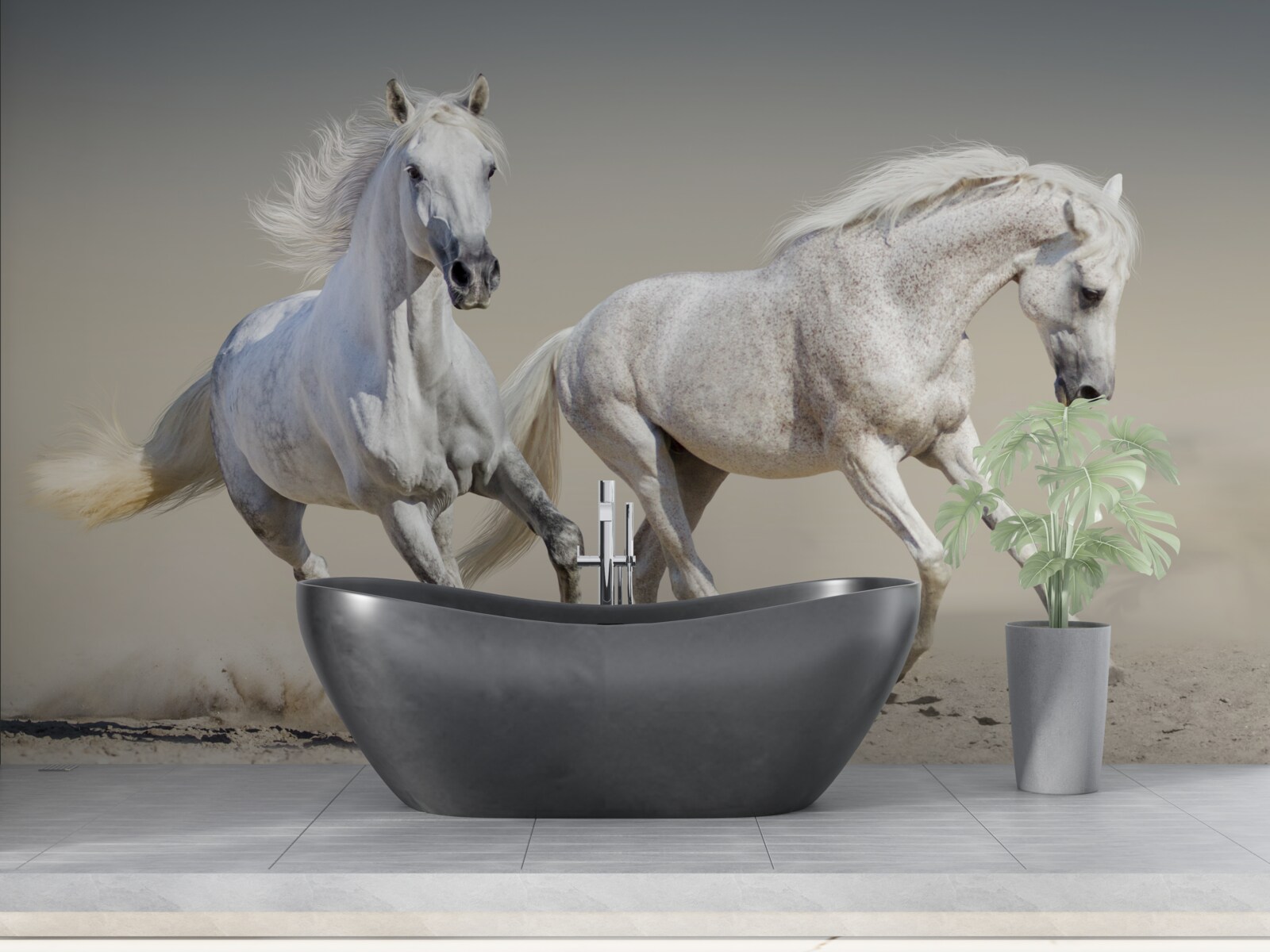 Fototapeta dwa lekkie ogiery ścigają się po piaszczystej powierzchni