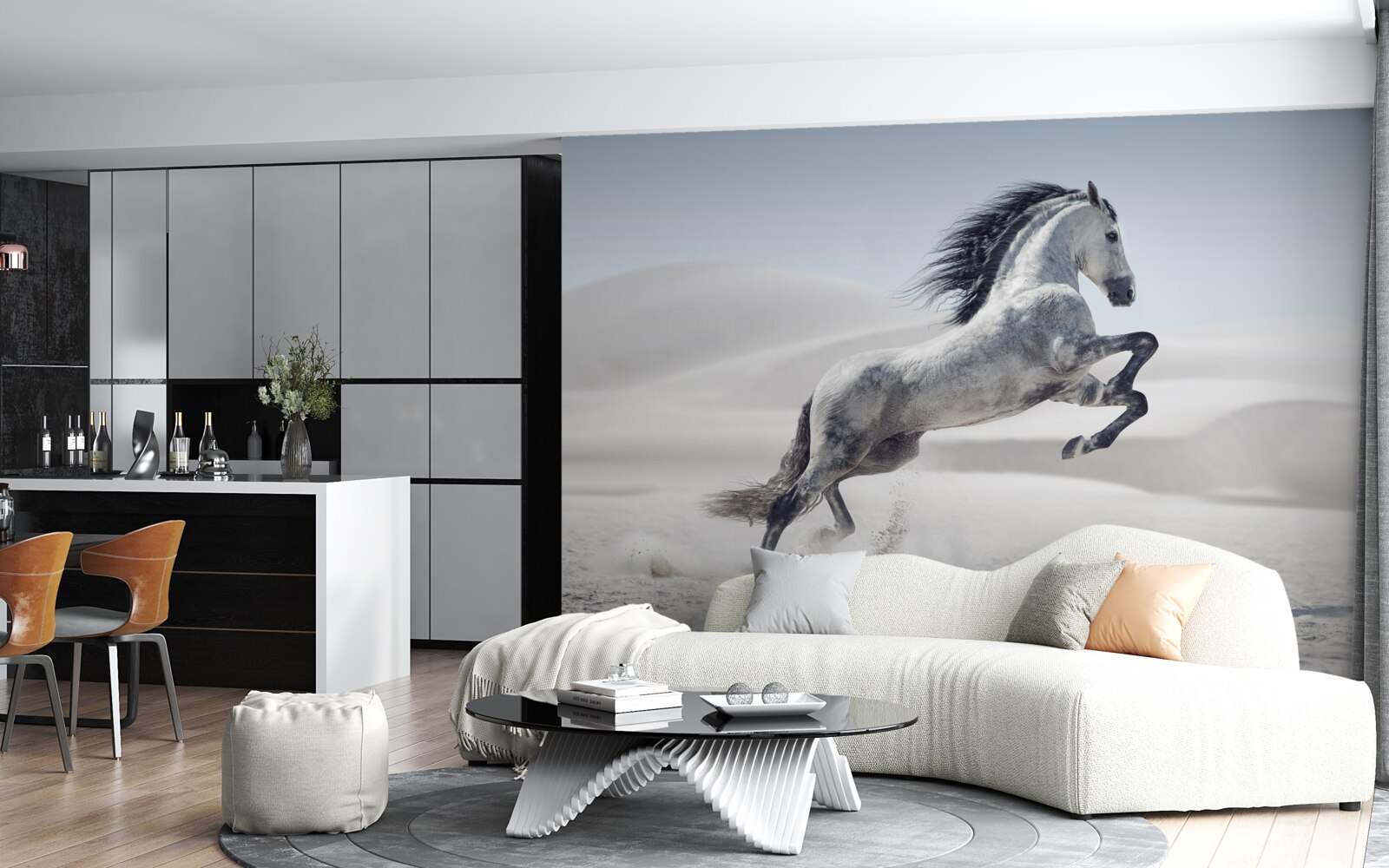 Fototapeta silny koń galopujący przez pustynię